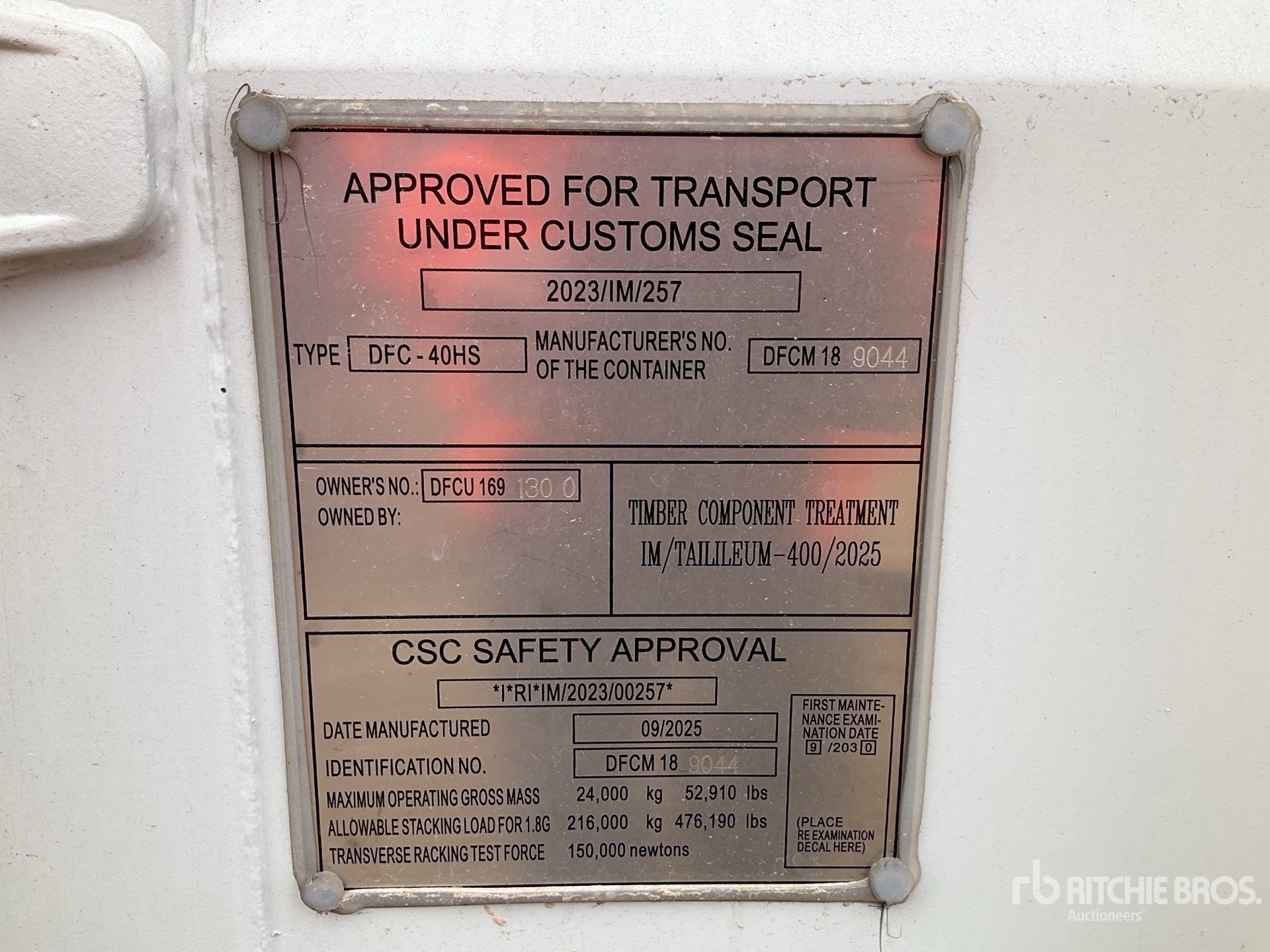 General Appearance with N.º de serie/VIN