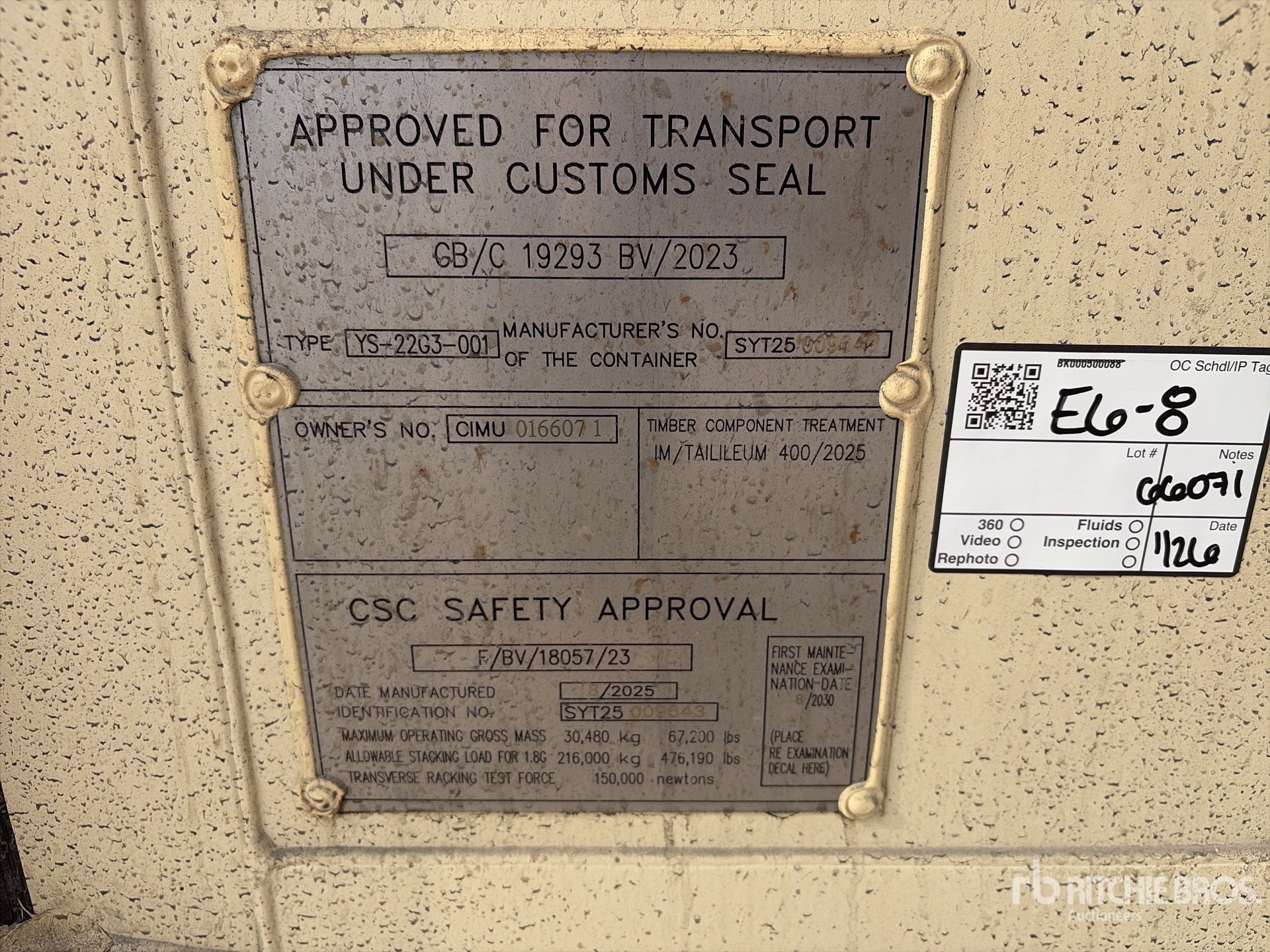 General Appearance with Serial Number / VIN