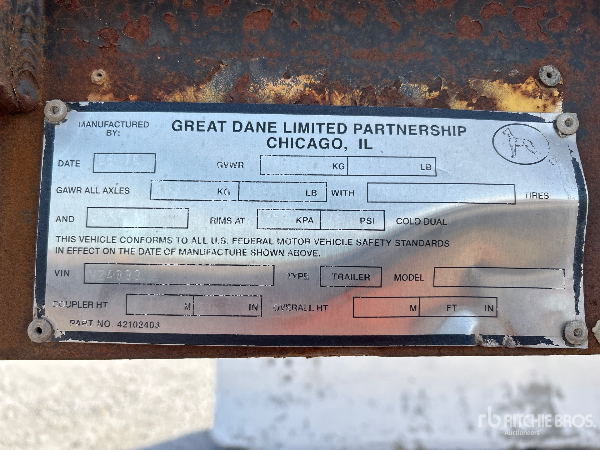 General Appearance with Serial Number / VIN