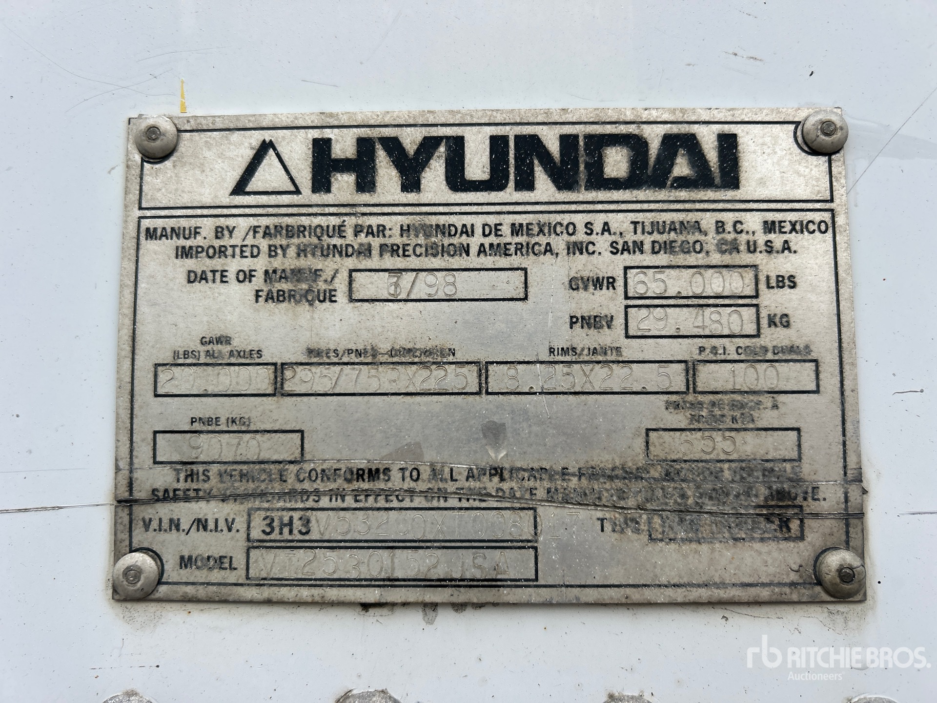 General Appearance with Serial Number / VIN