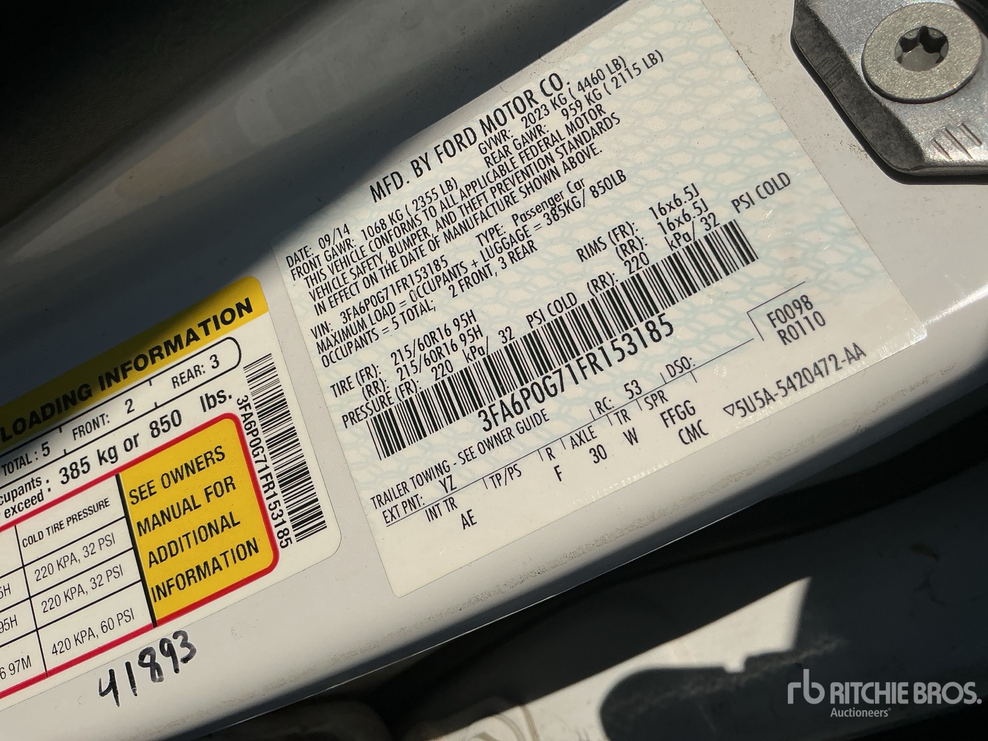 General Appearance with Serial Number / VIN