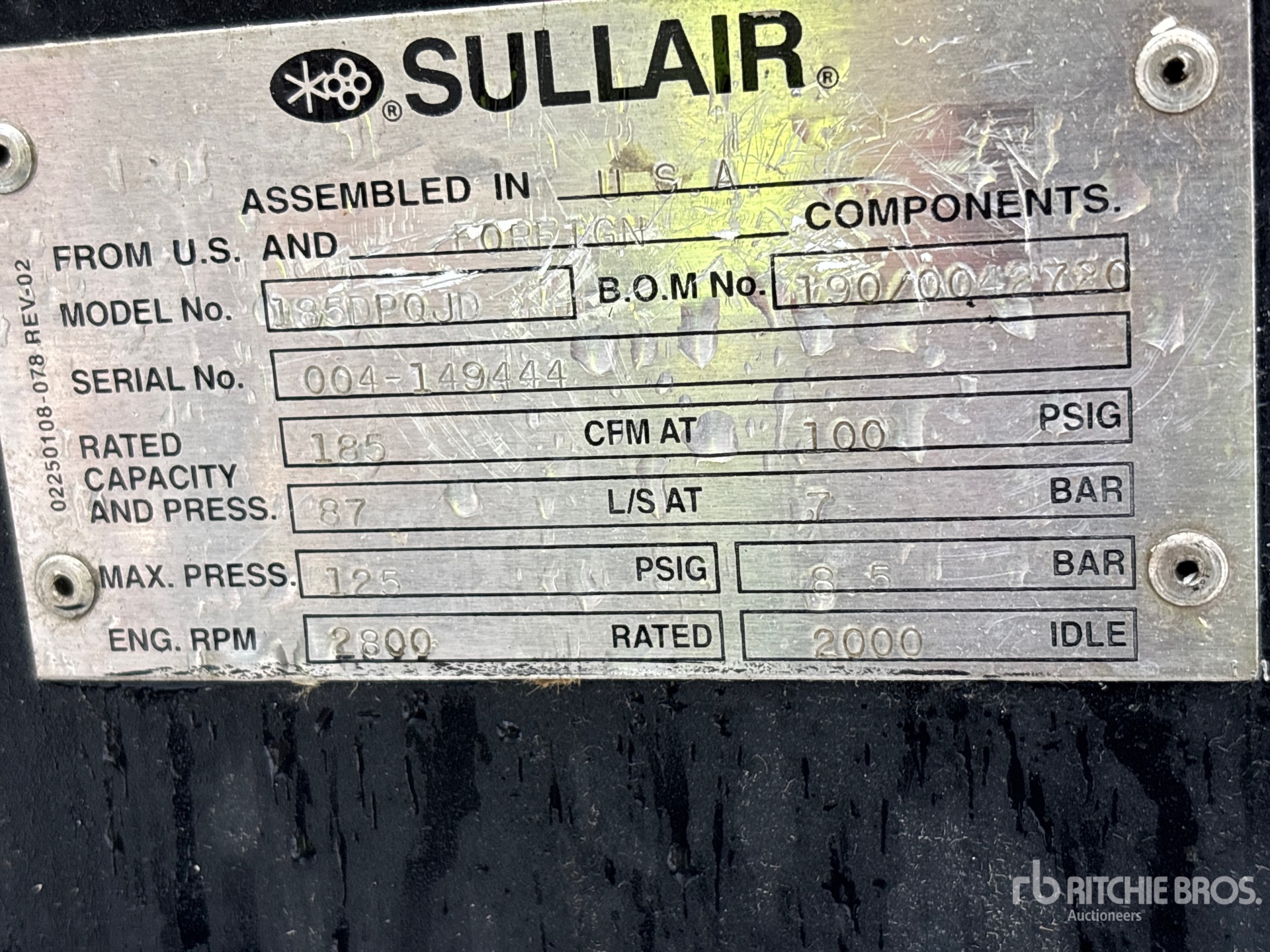 General Appearance with Serial Number / VIN