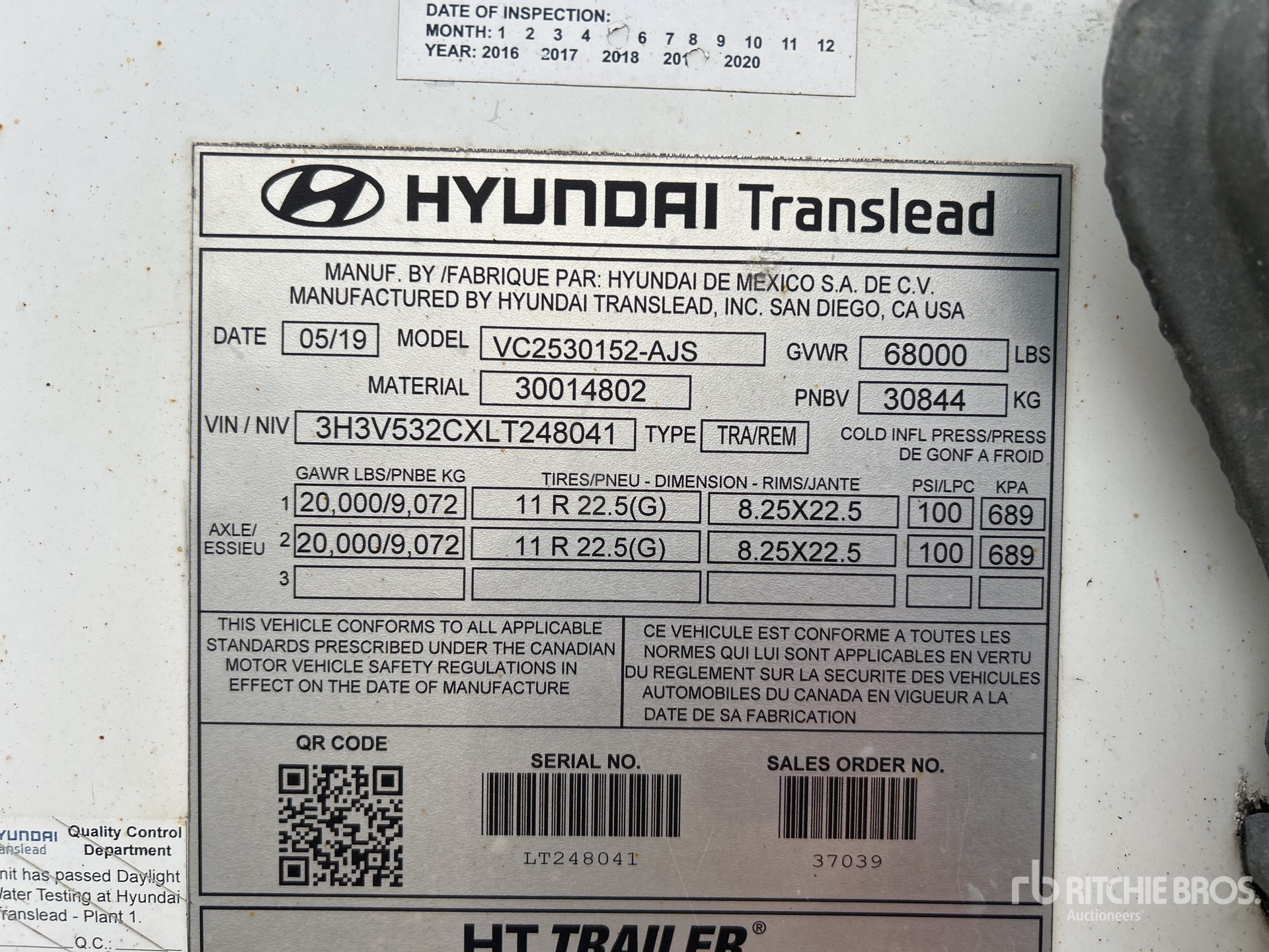 General Appearance with Serial Number / VIN