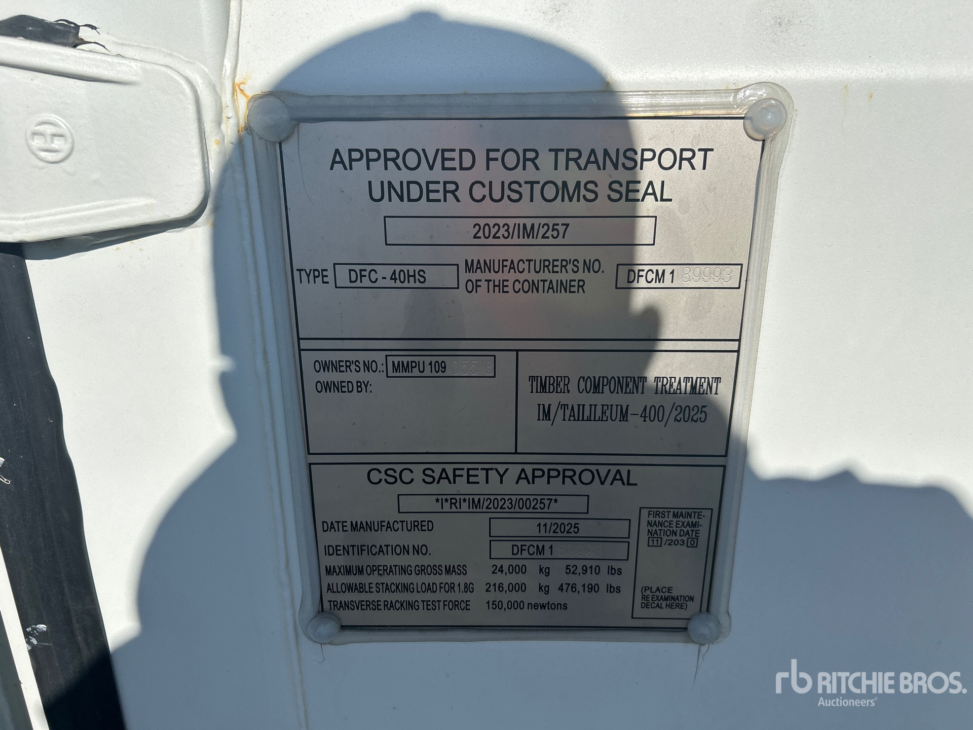 General Appearance with Serial Number / VIN