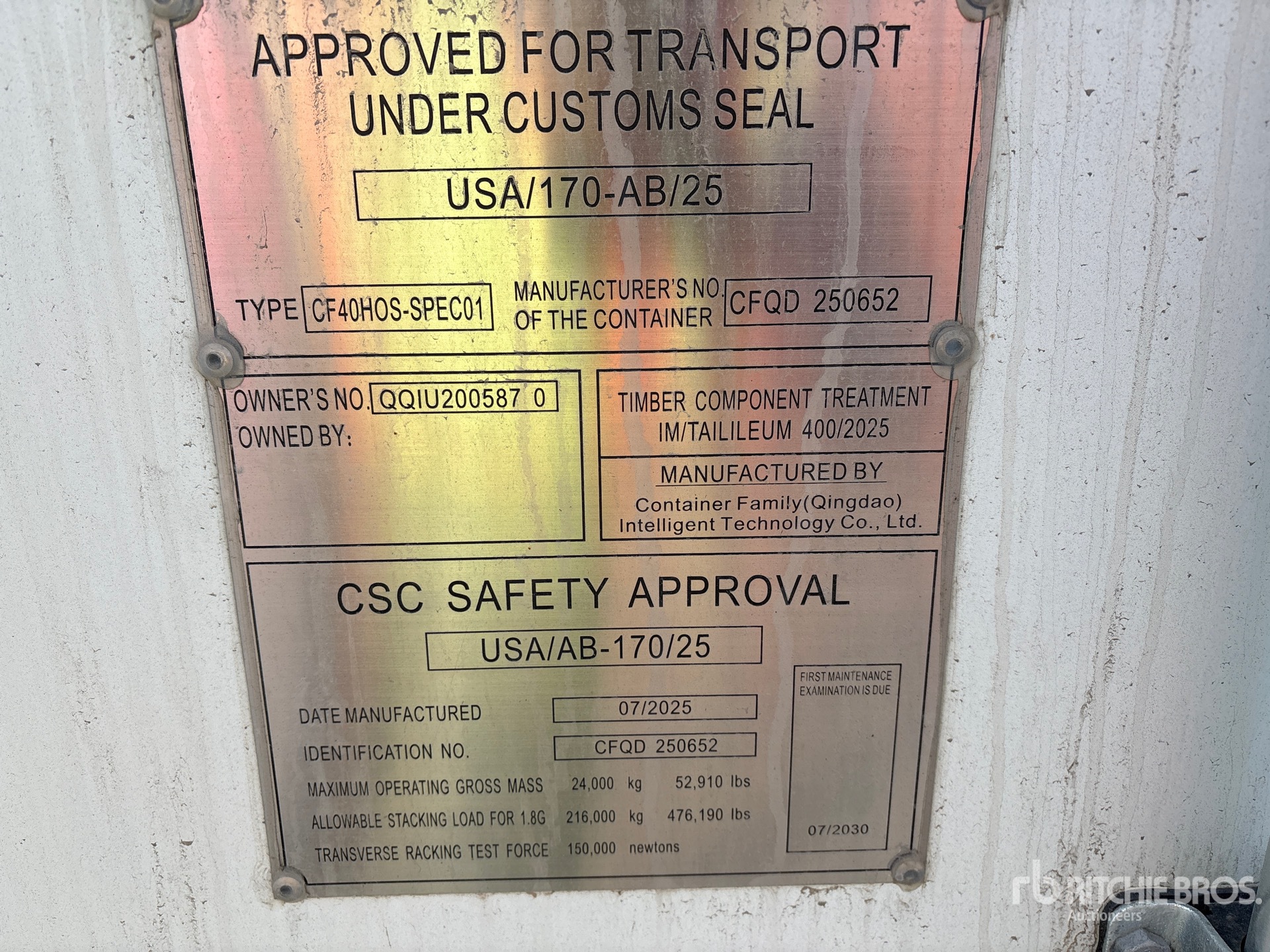 General Appearance with Serial Number / VIN