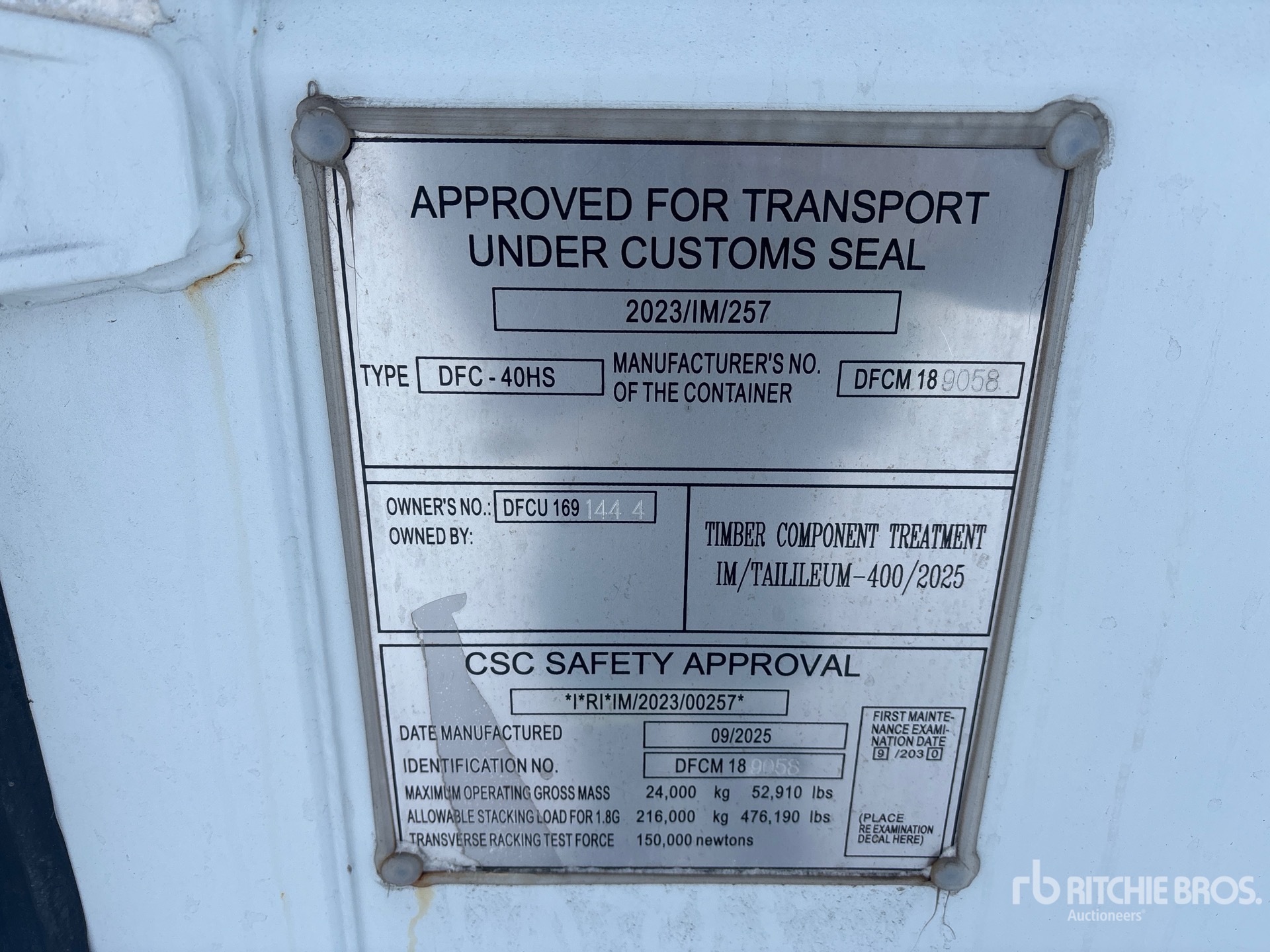 General Appearance with Serial Number / VIN