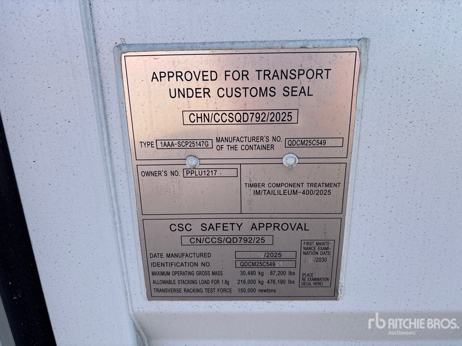 General Appearance with Serial Number / VIN