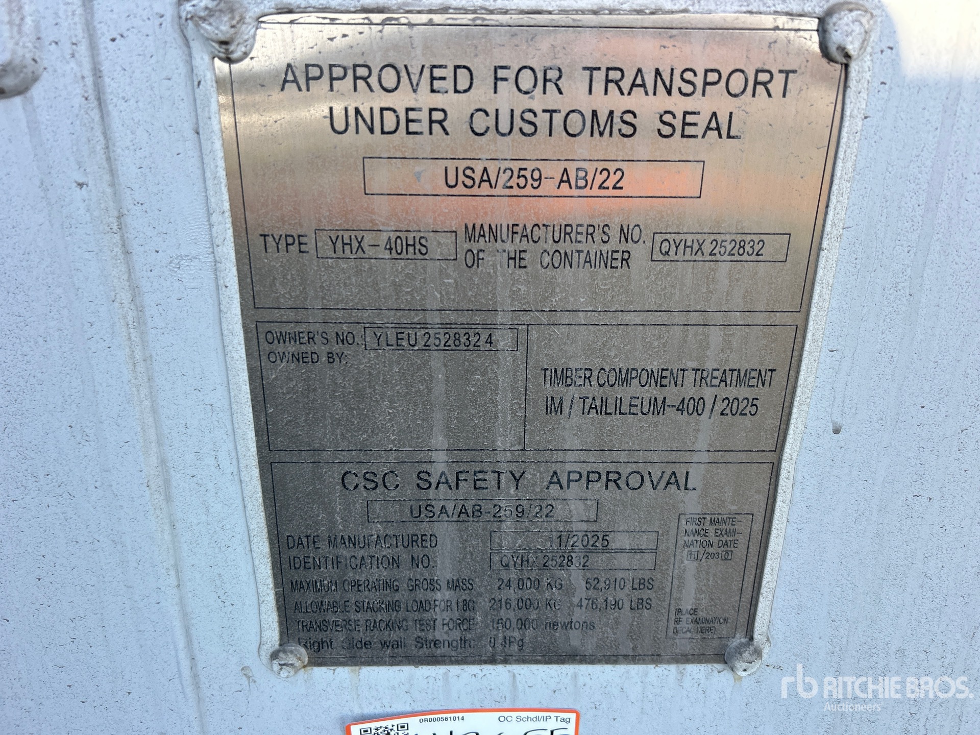 General Appearance with Serial Number / VIN