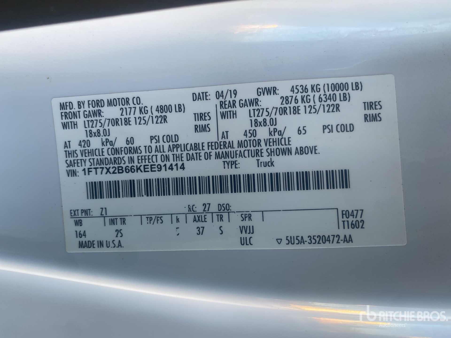 General Appearance with Serial Number / VIN