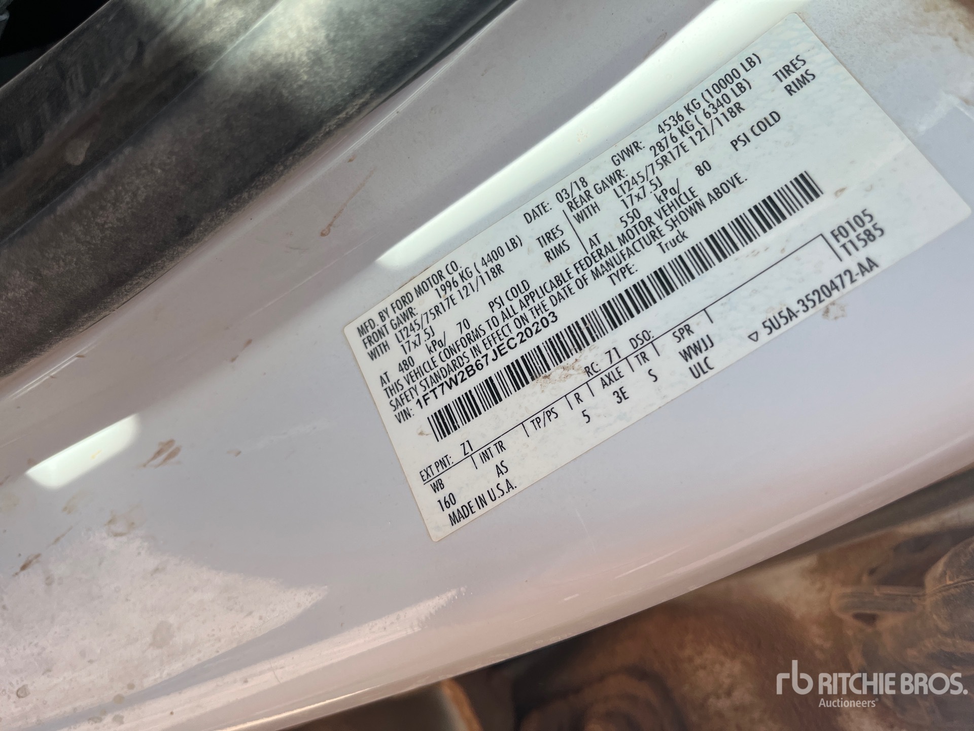 General Appearance with Serial Number / VIN