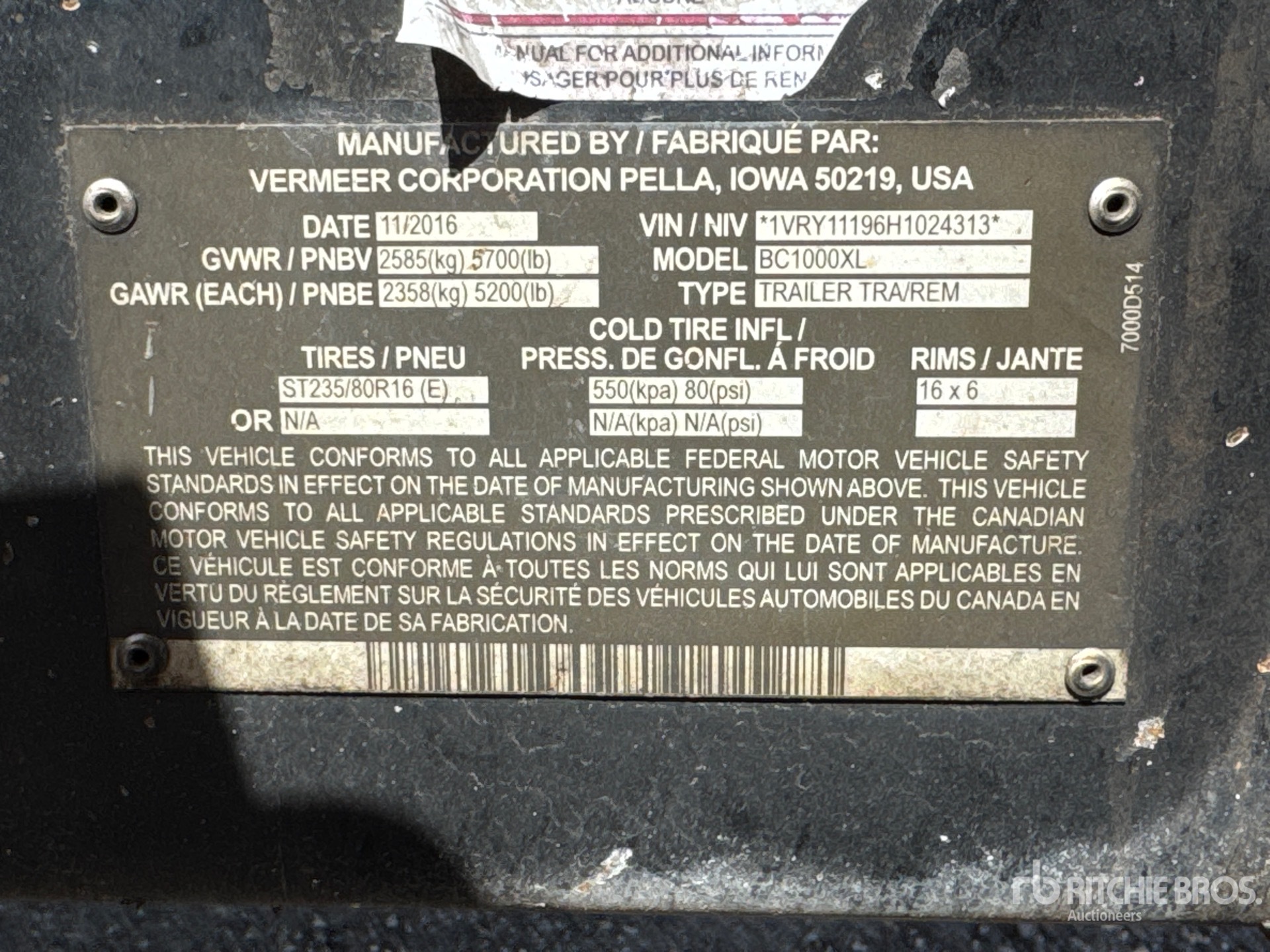 General Appearance with N.º de serie/VIN