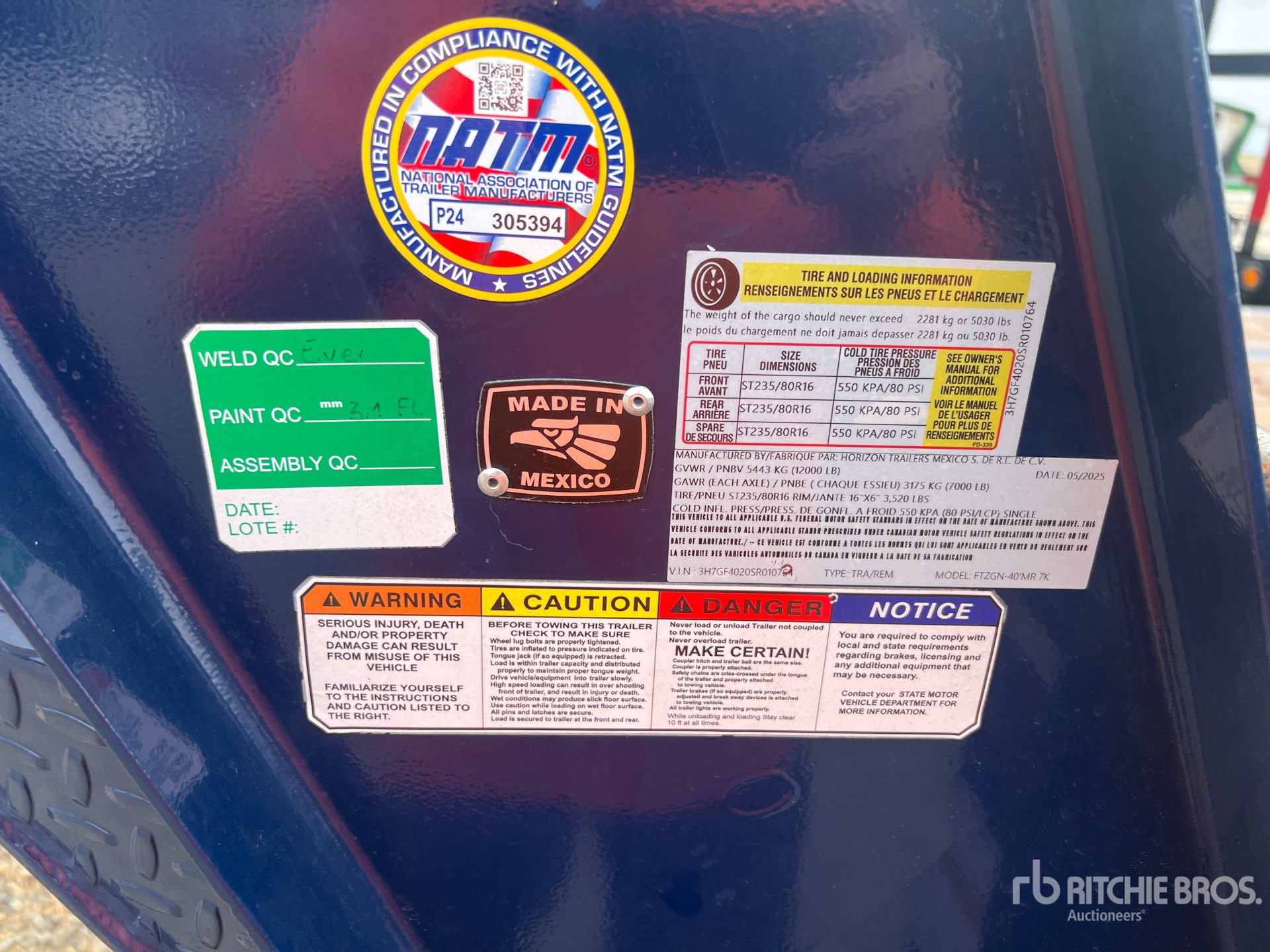 General Appearance with Serial Number / VIN