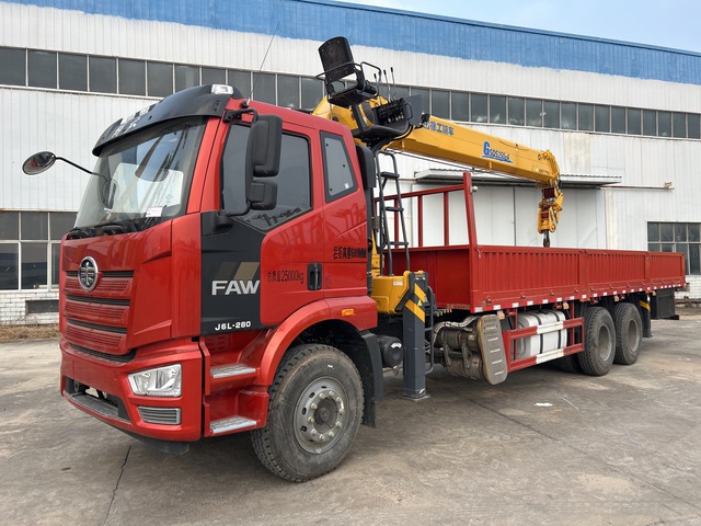 XCMG SQS350 14 ton on 2024 FAW J6L-280 6x4 Flatbed Truck w/Crane