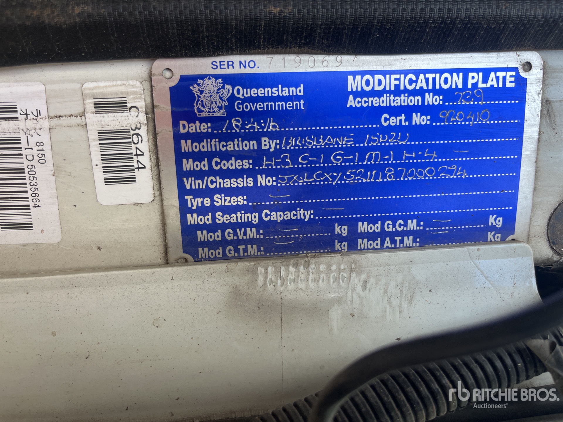 General Appearance with Serial Number / VIN