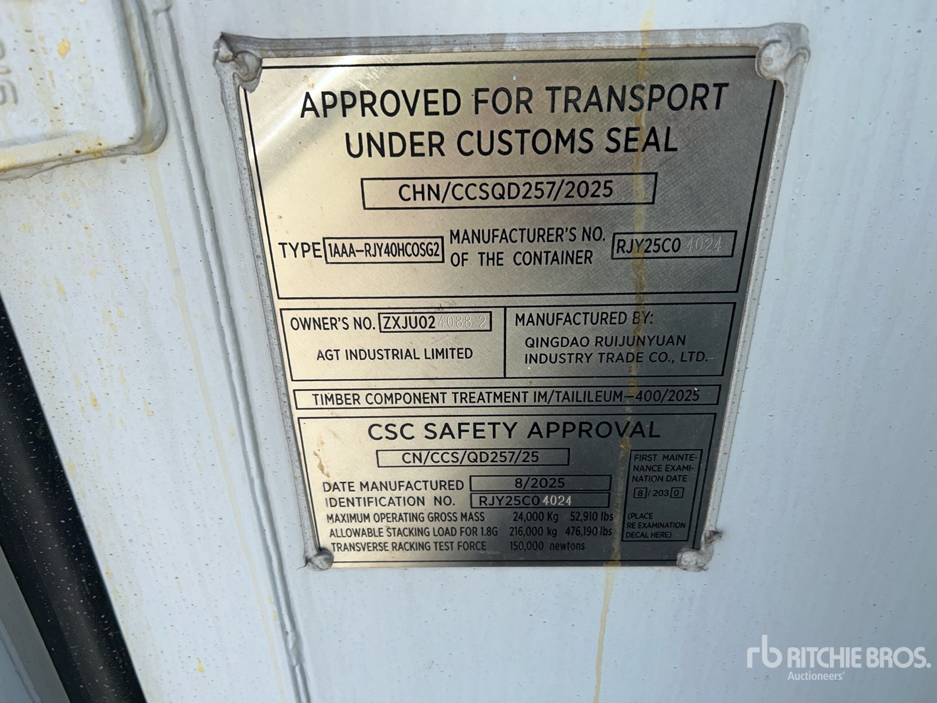 General Appearance with Serial Number / VIN