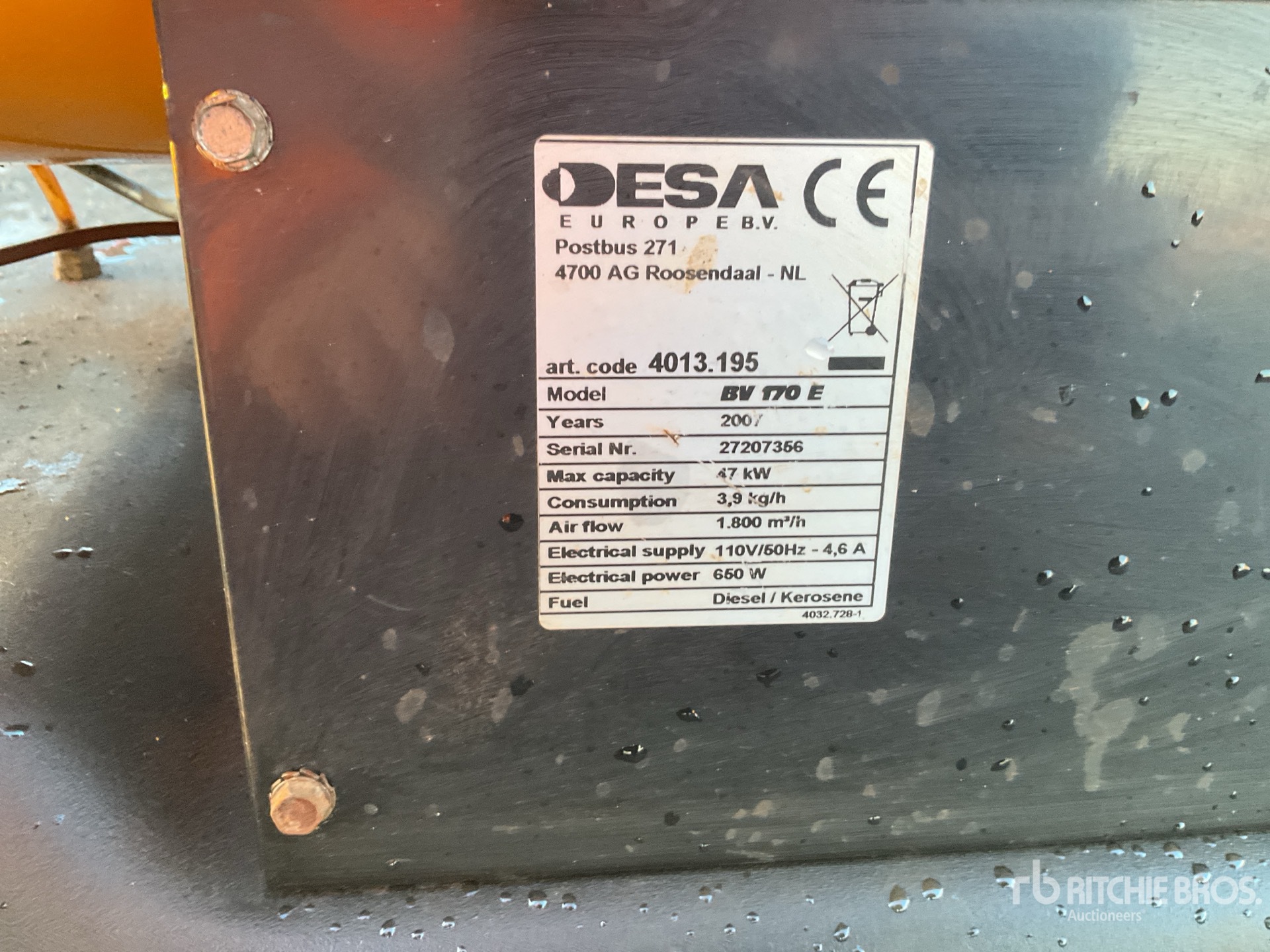 General Appearance with Serial Number / VIN