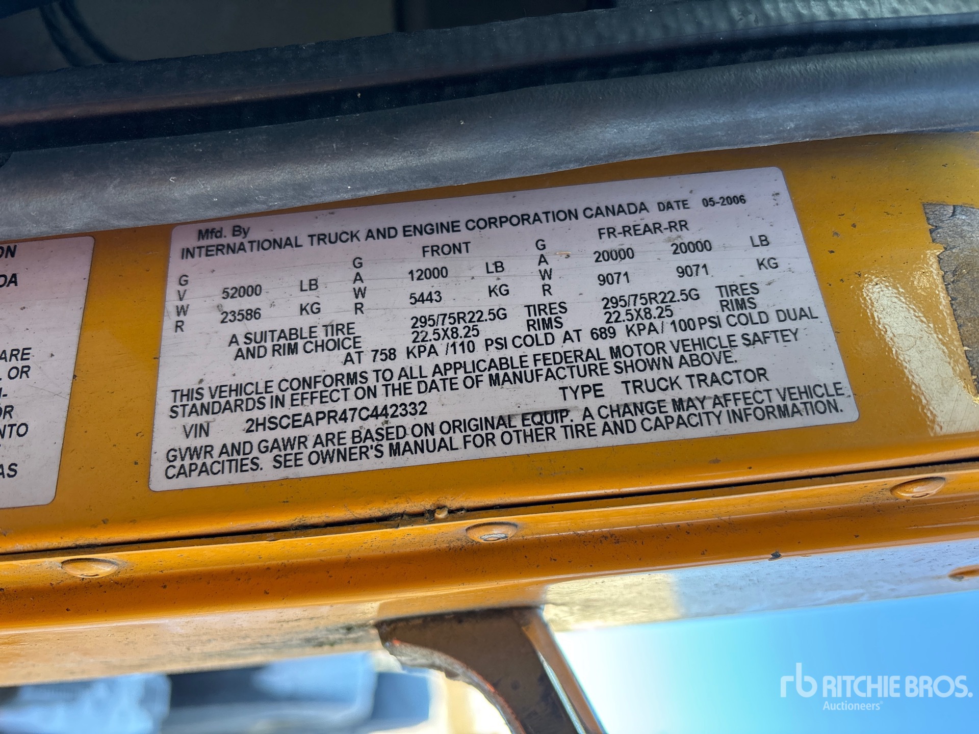 General Appearance with Serial Number / VIN