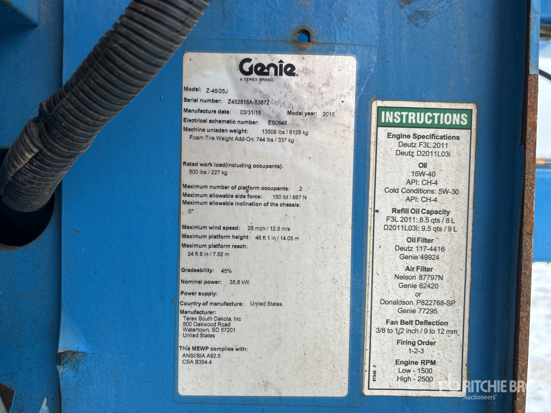 General Appearance with Serial Number / VIN