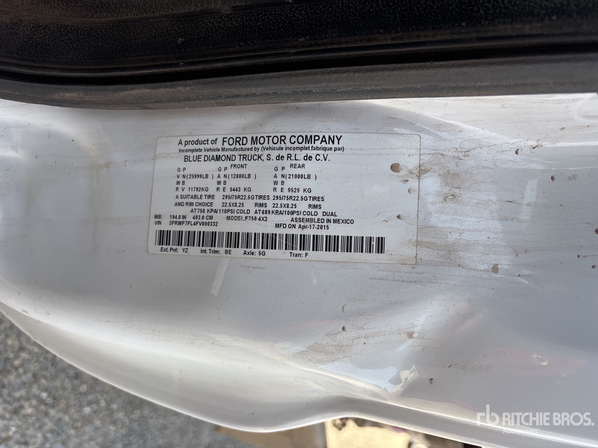 General Appearance with Serial Number / VIN