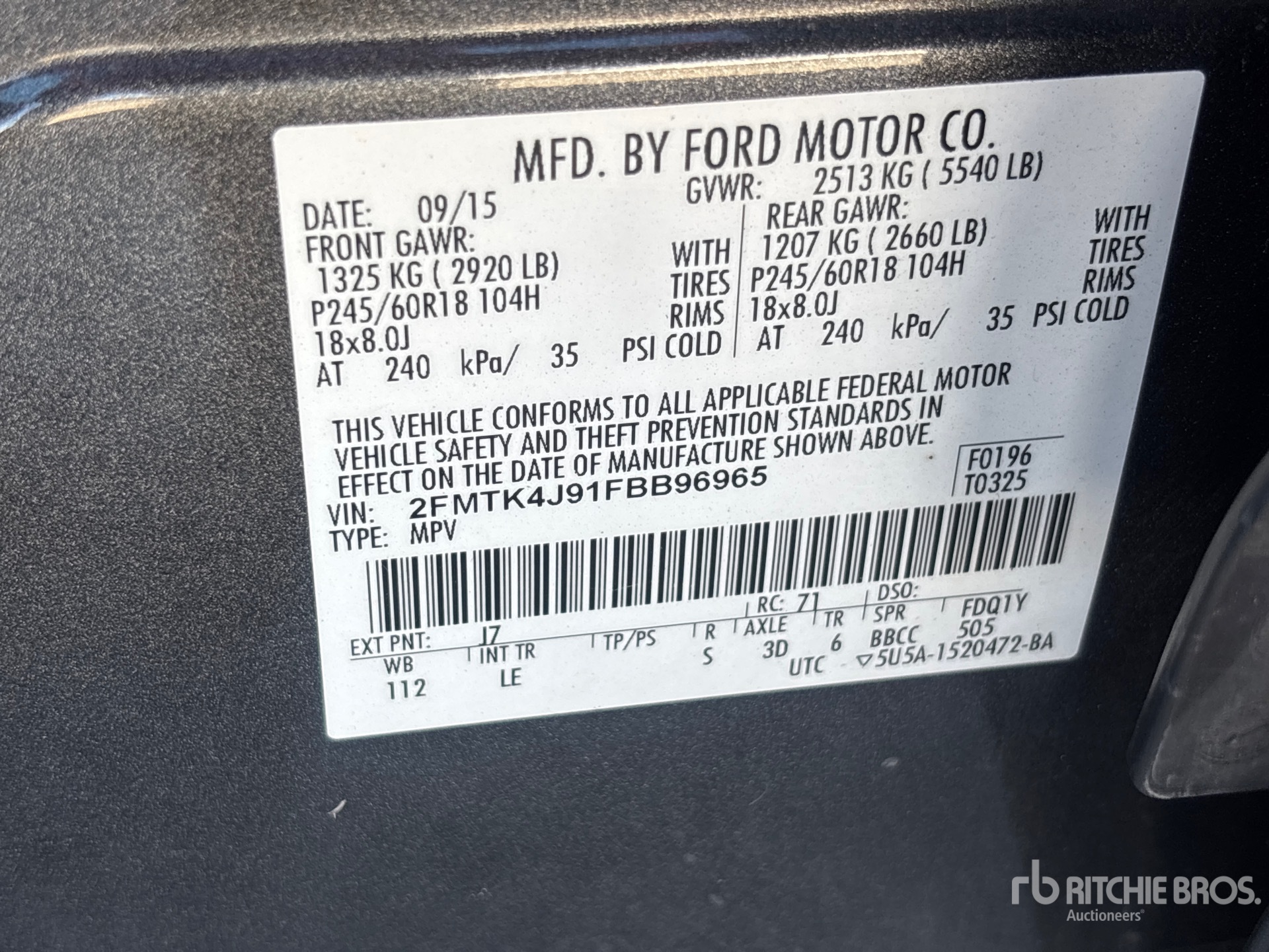 General Appearance with Serial Number / VIN