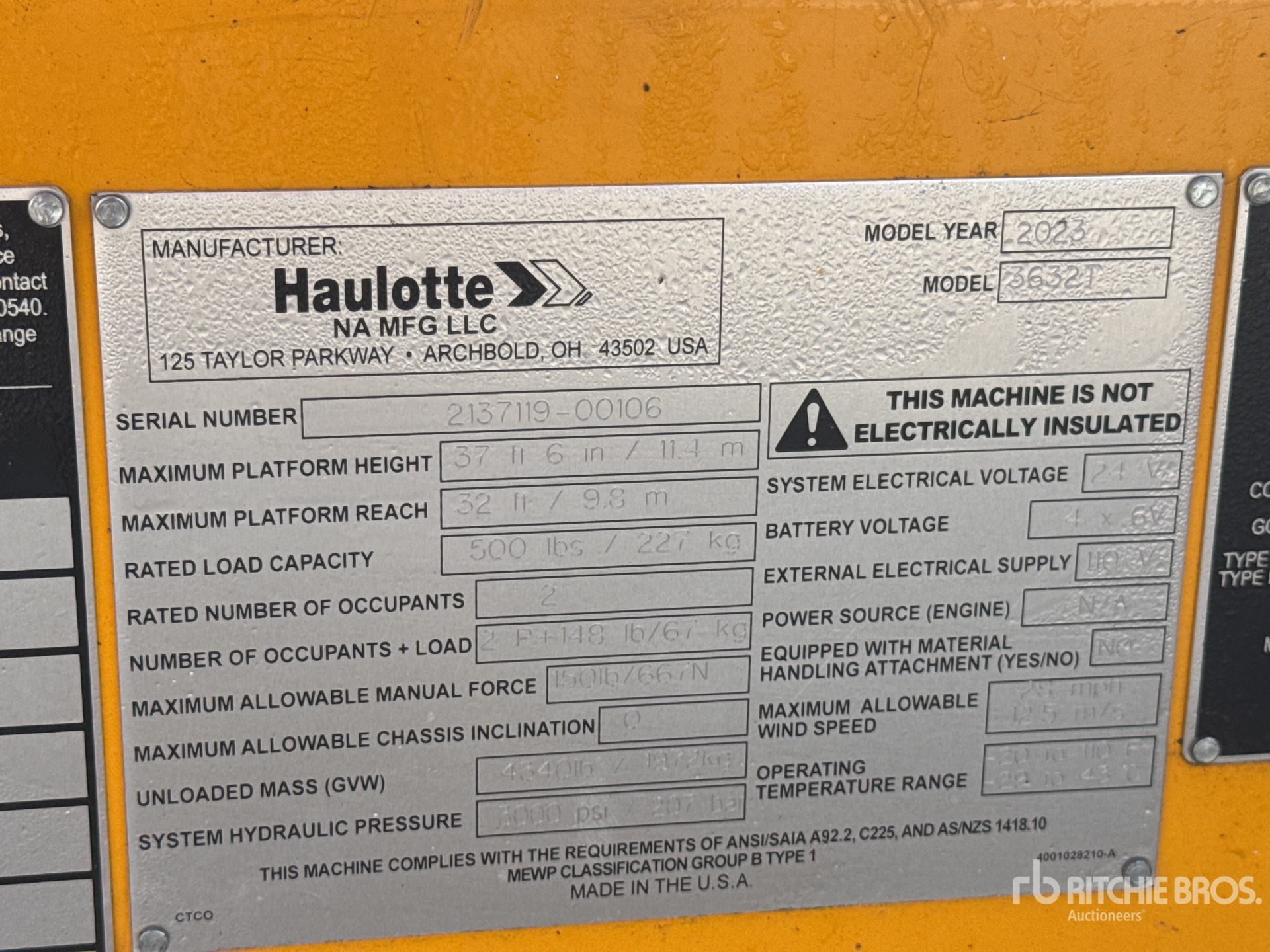 General Appearance with Serial Number / VIN