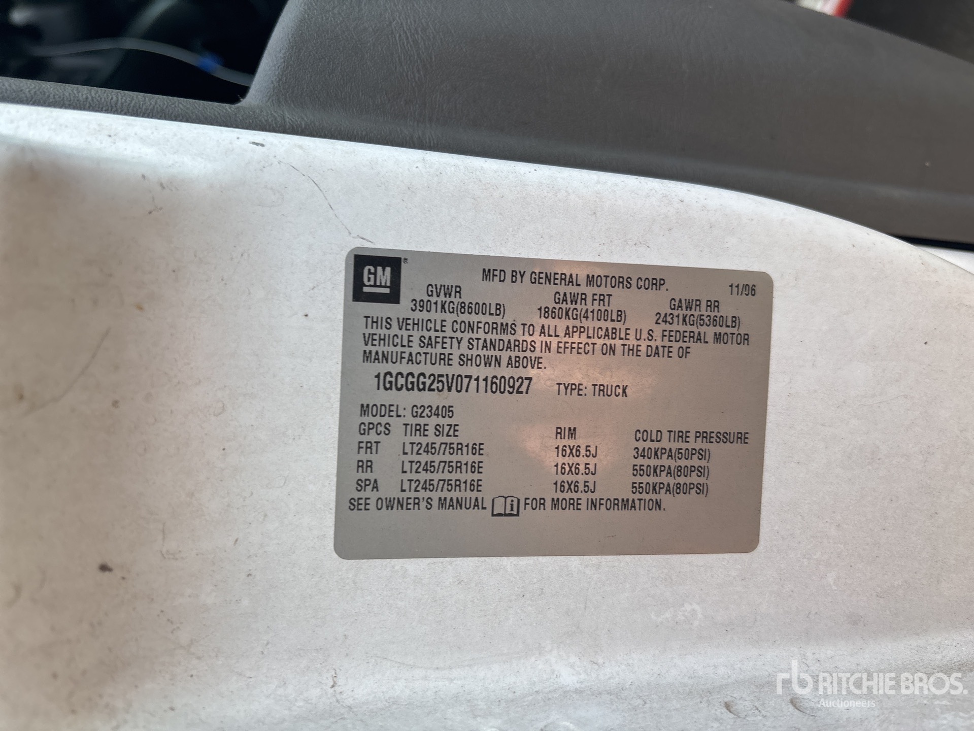 General Appearance with Serial Number / VIN