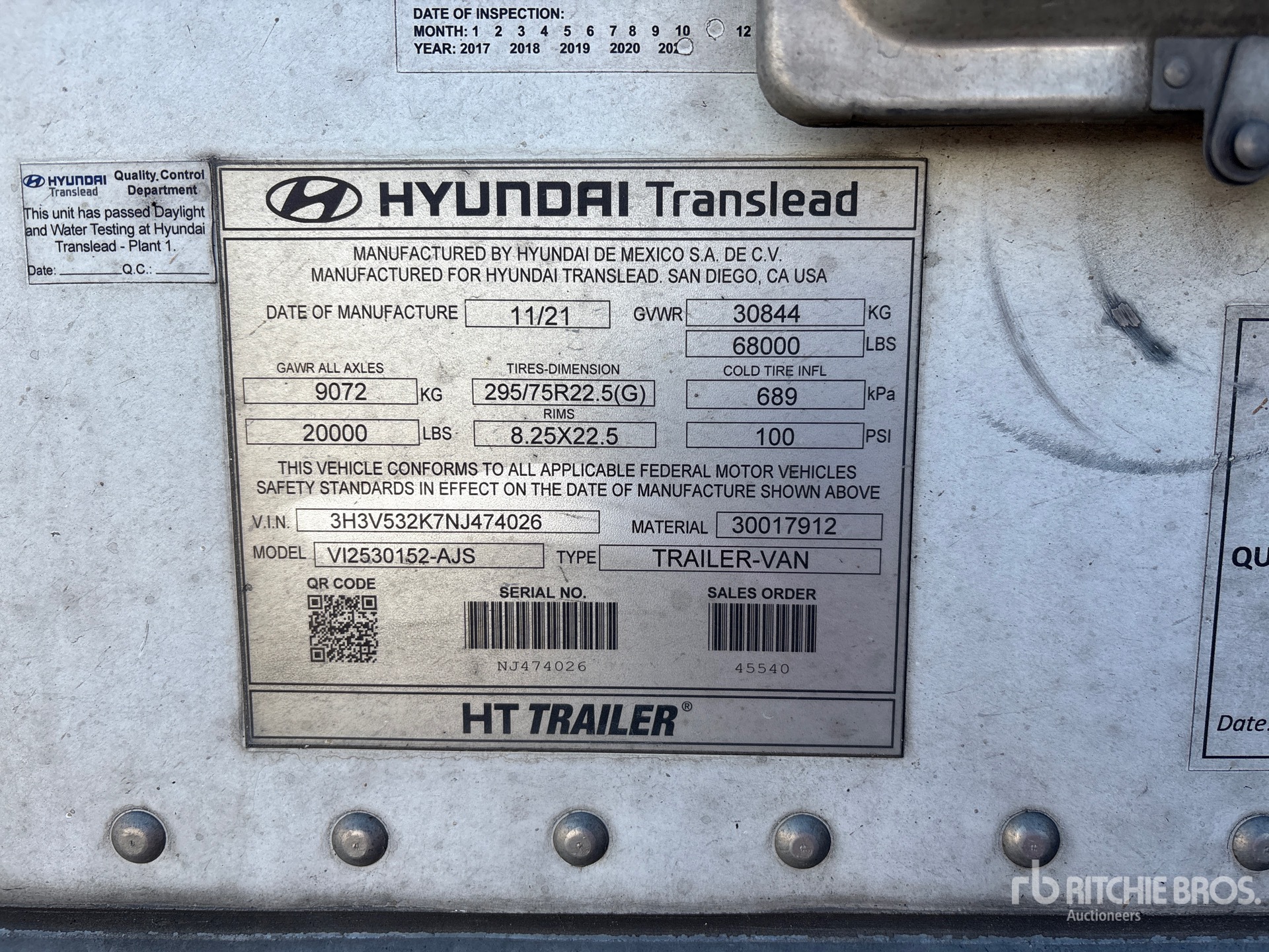 General Appearance with Serial Number / VIN