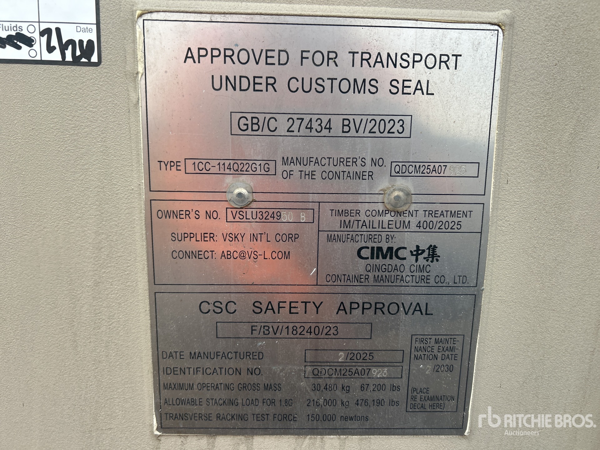 General Appearance with Serial Number / VIN