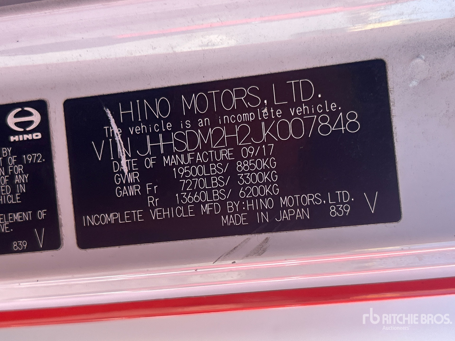 General Appearance with Serial Number / VIN