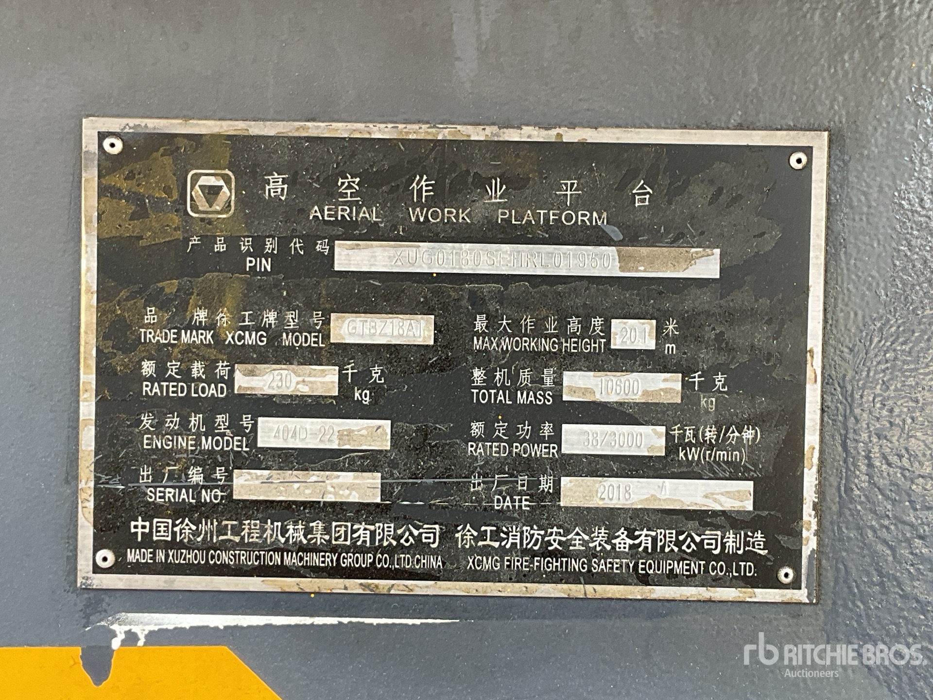 General Appearance with Serial Number / VIN