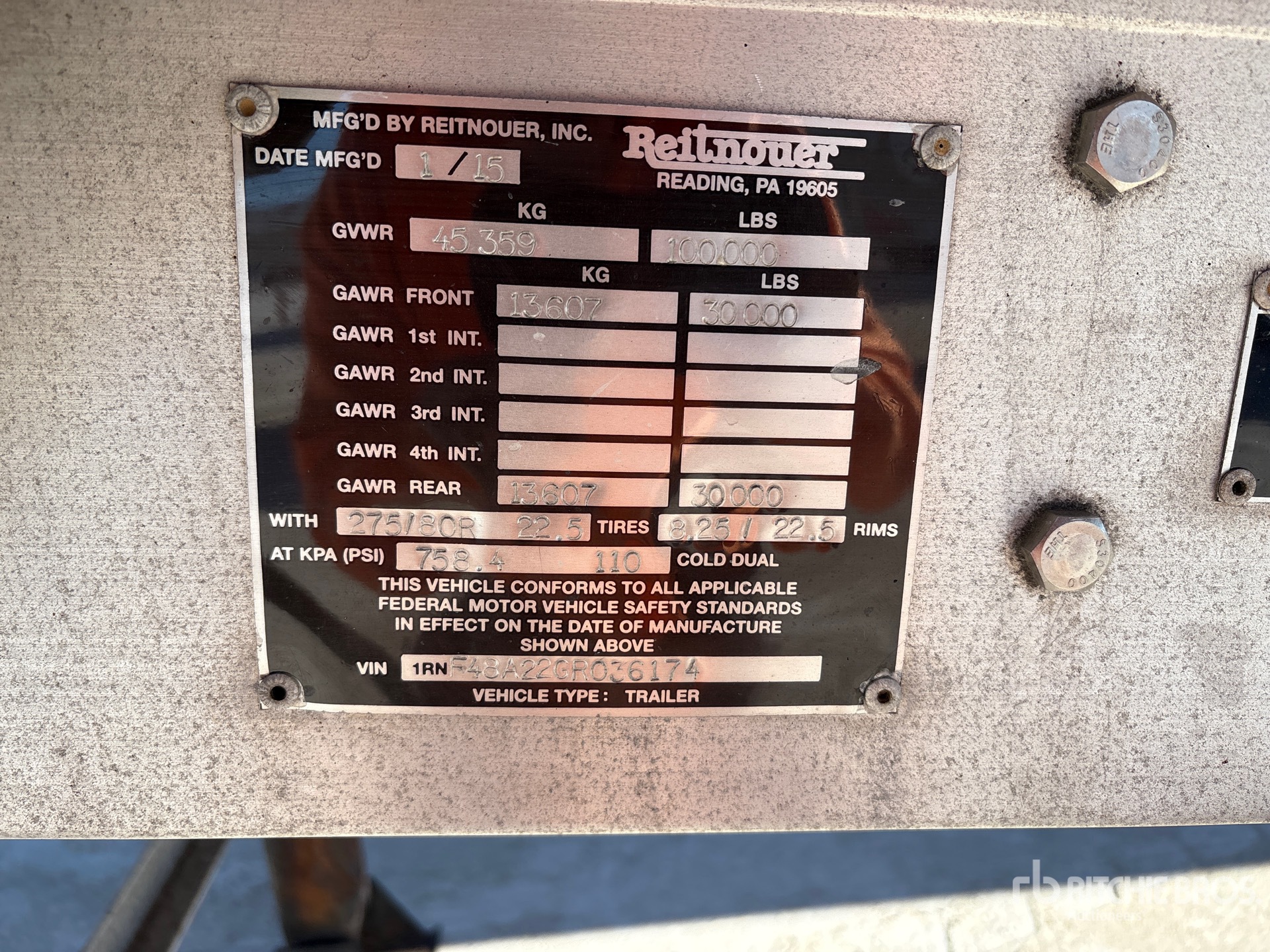 General Appearance with Serial Number / VIN