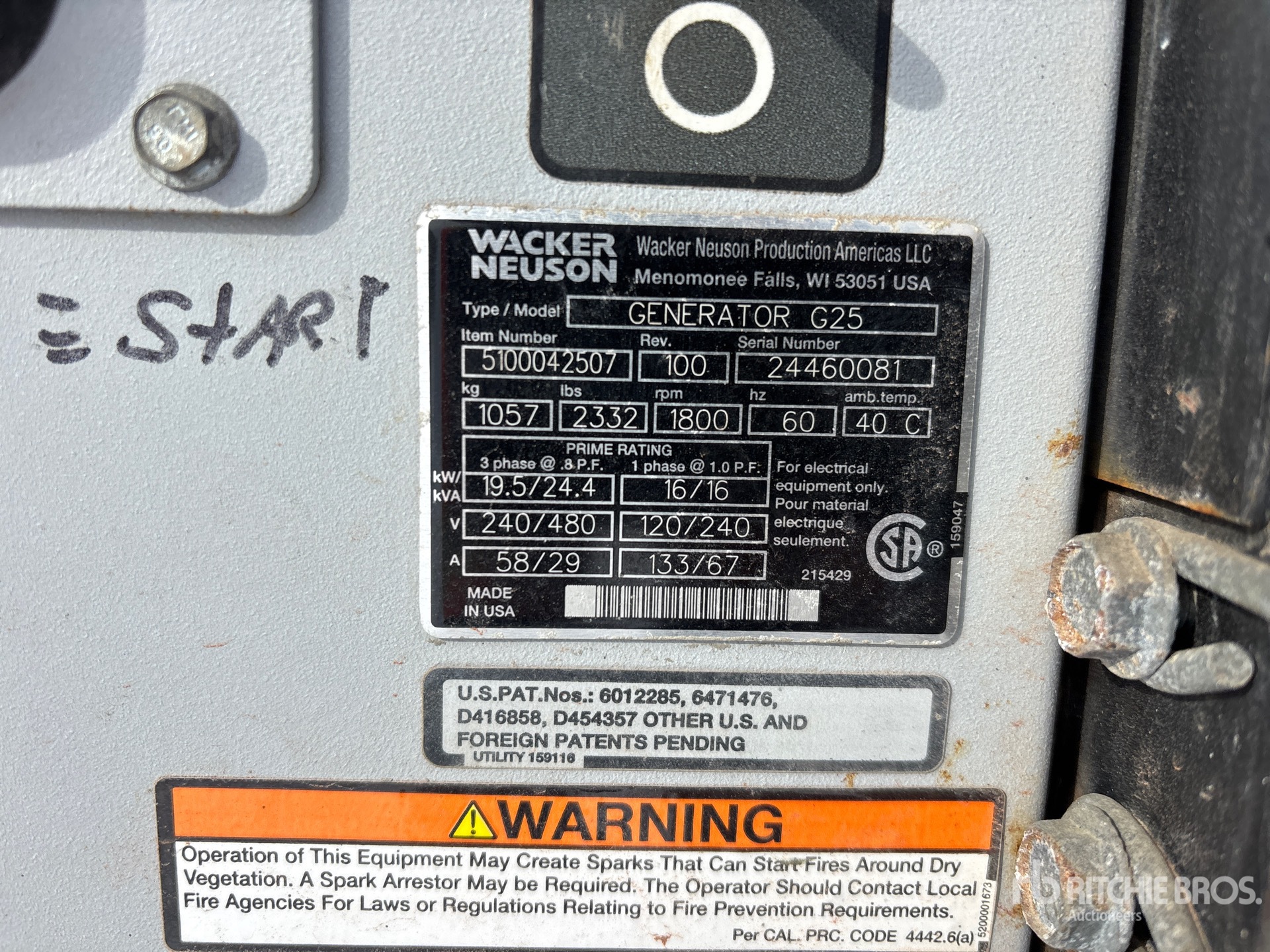 General Appearance with Serial Number / VIN