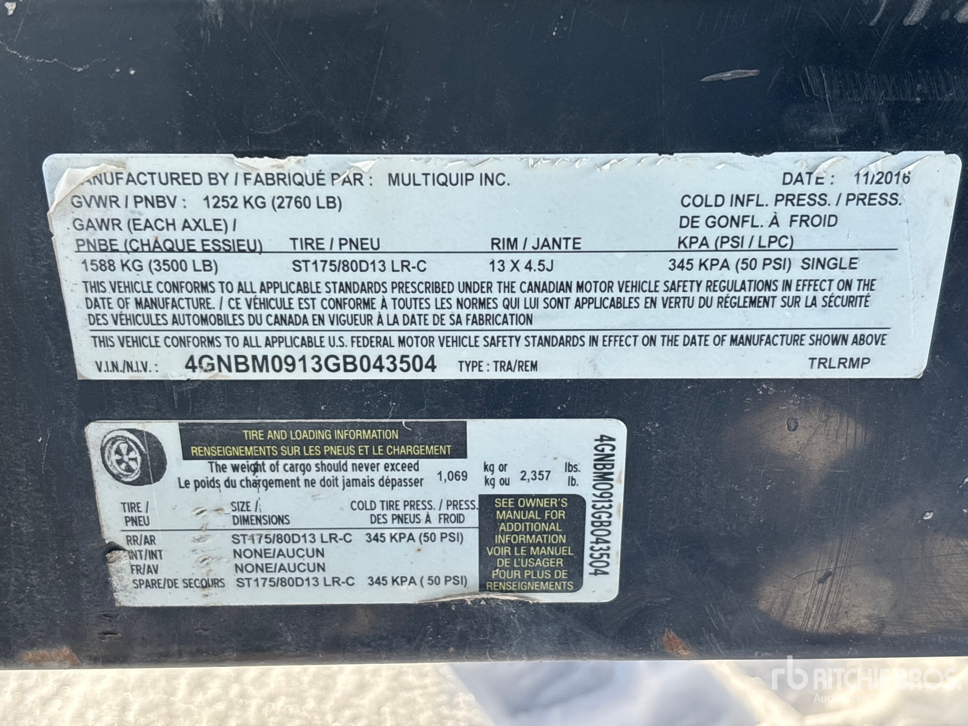 General Appearance with Serial Number / VIN