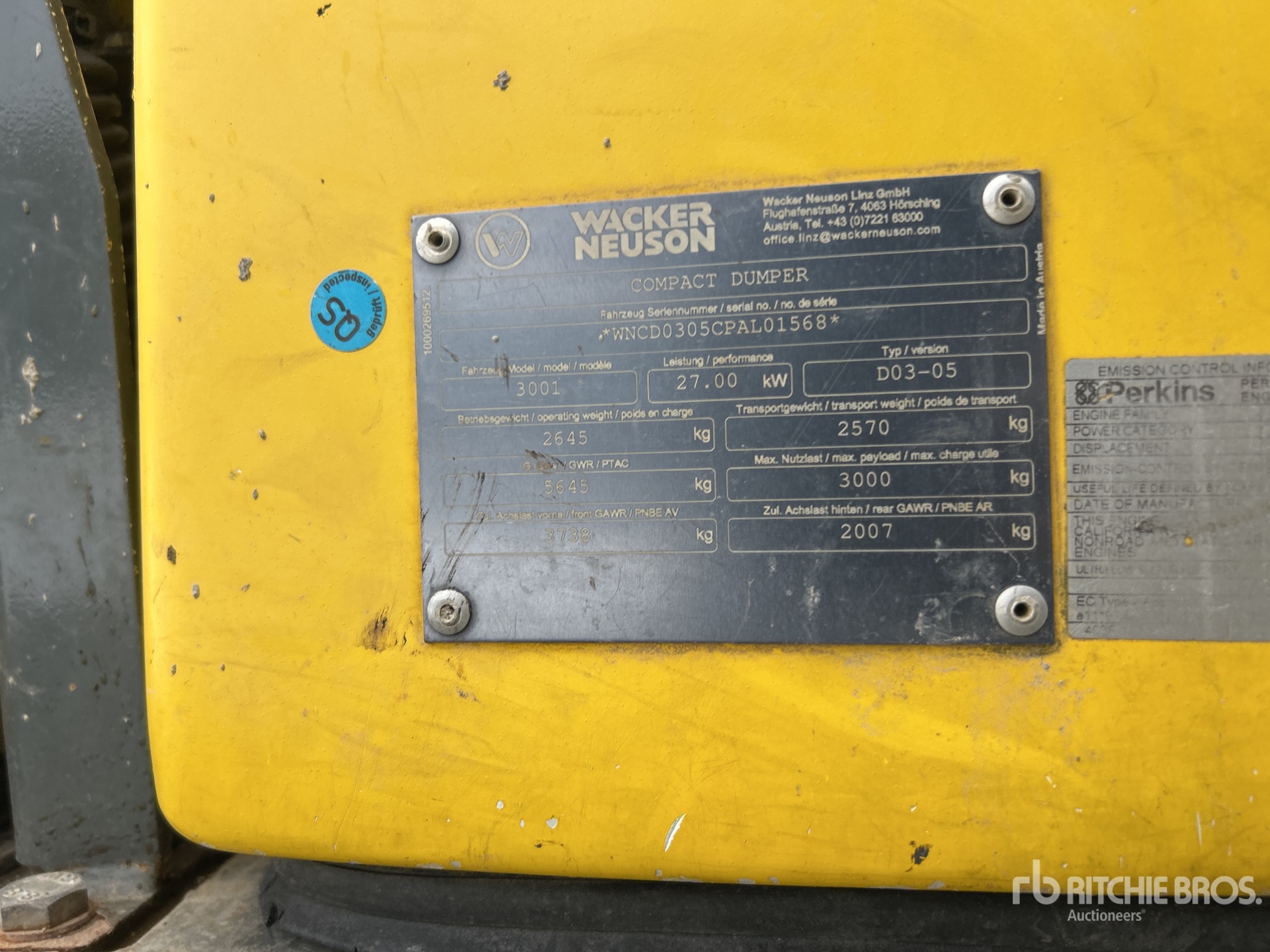 General Appearance with Serial Number / VIN