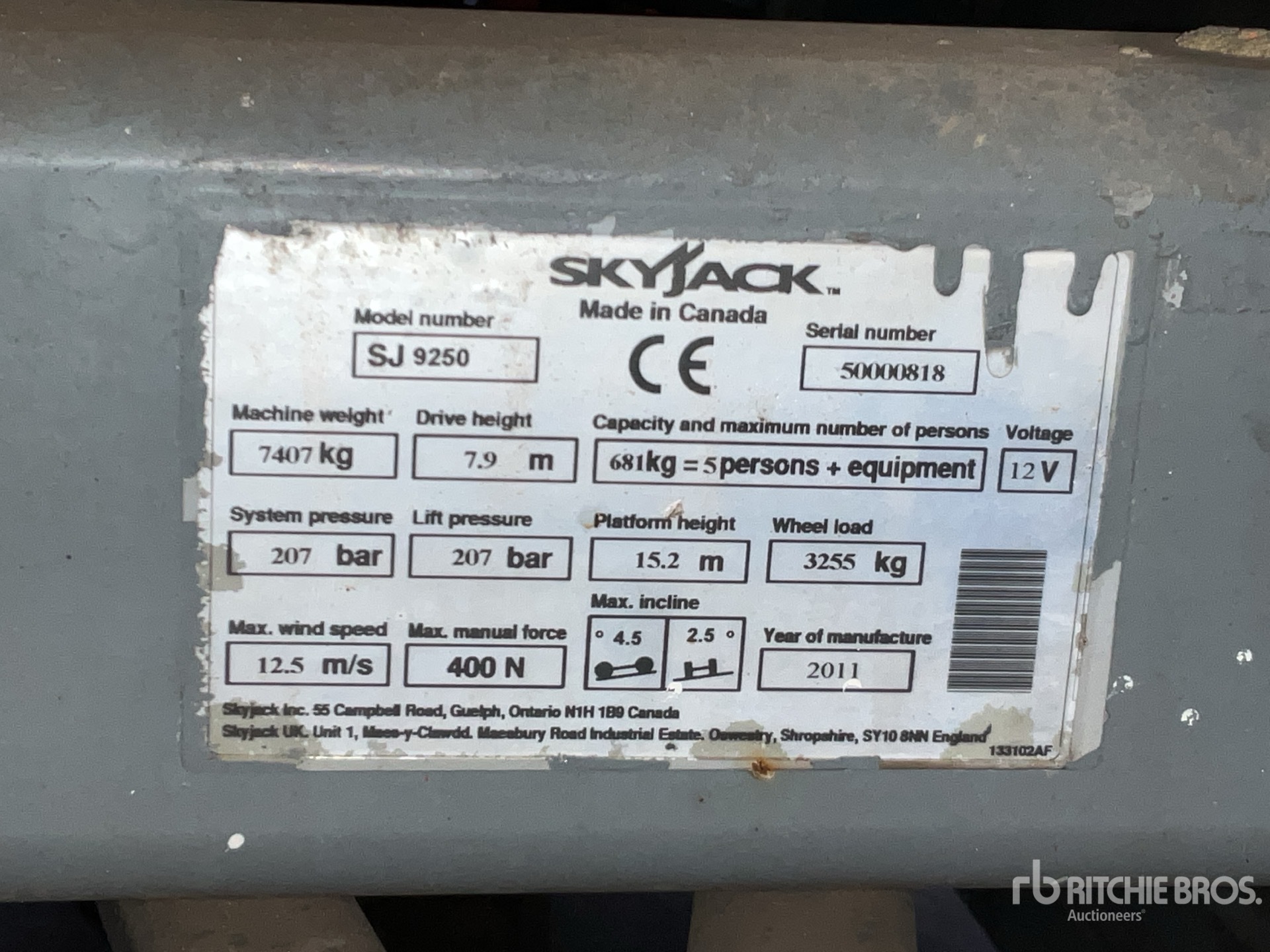 General Appearance with Serial Number / VIN