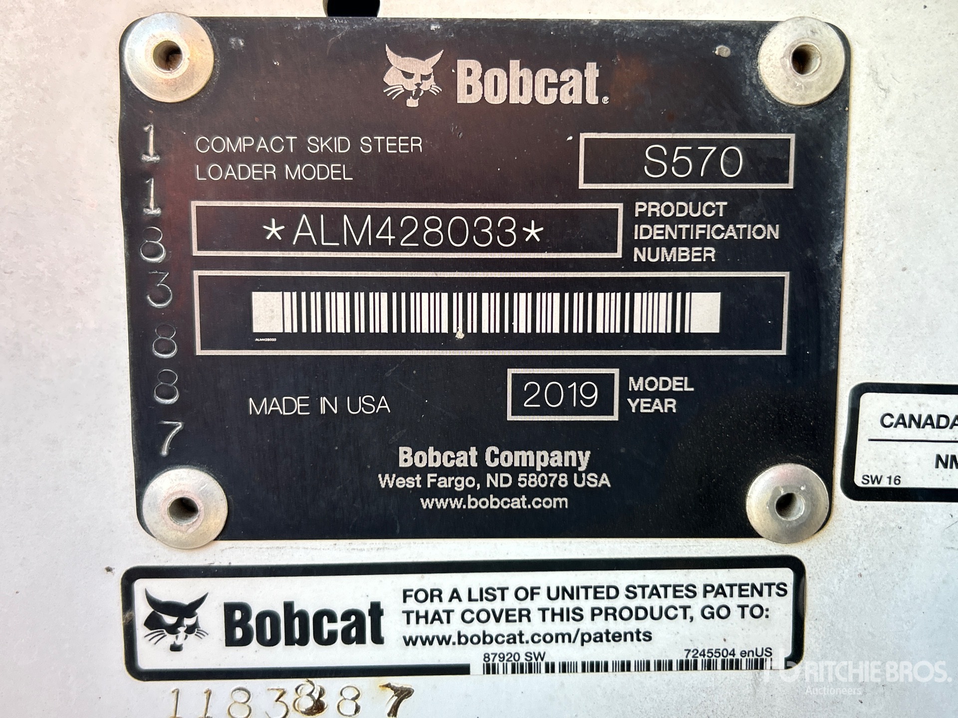 General Appearance with Serial Number / VIN