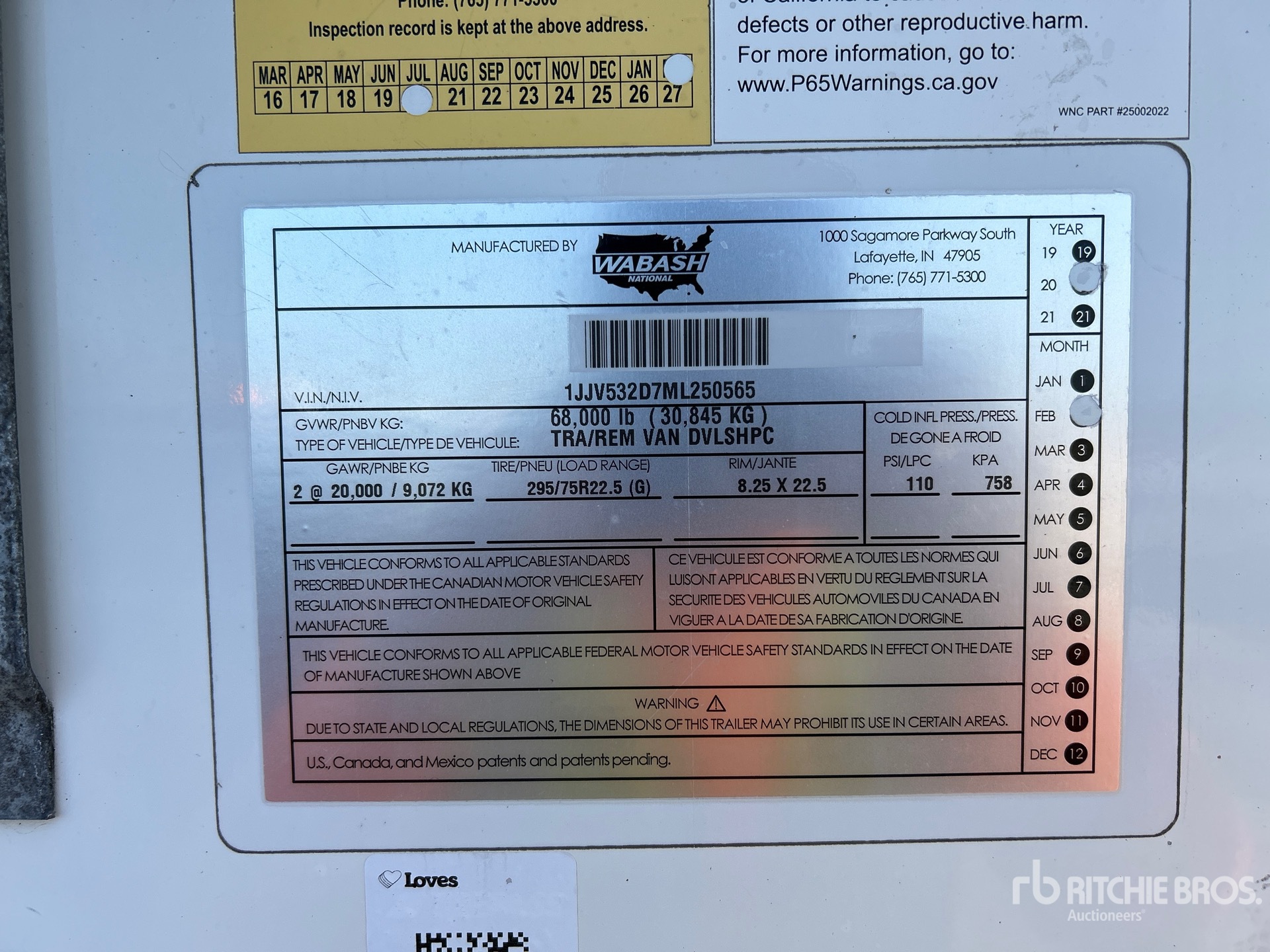 General Appearance with Serial Number / VIN