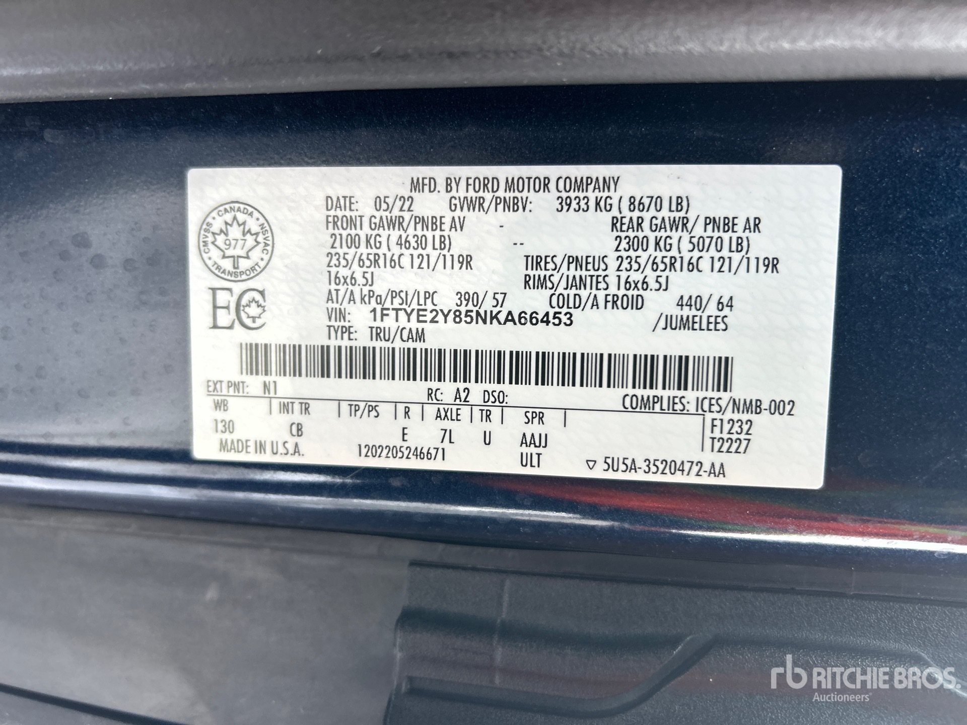 General Appearance with N.º de serie/VIN