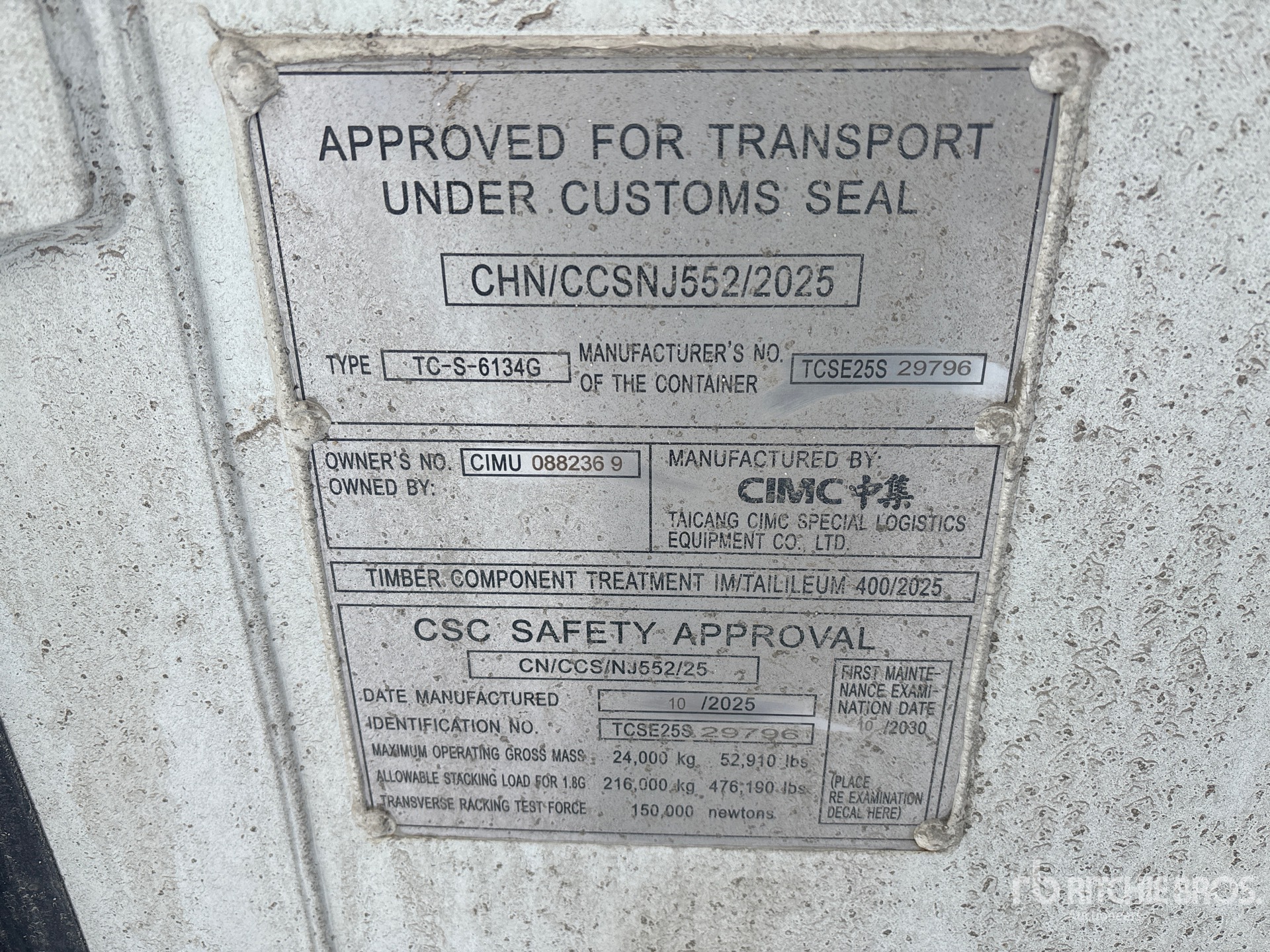 General Appearance with Serial Number / VIN