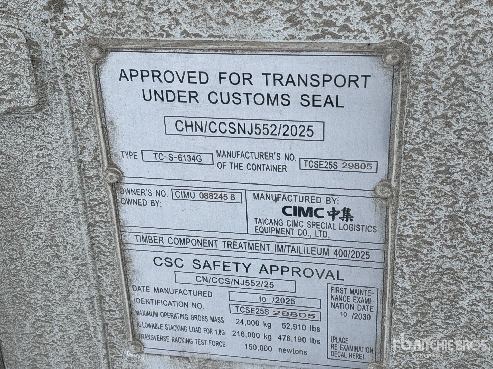 General Appearance with Serial Number / VIN