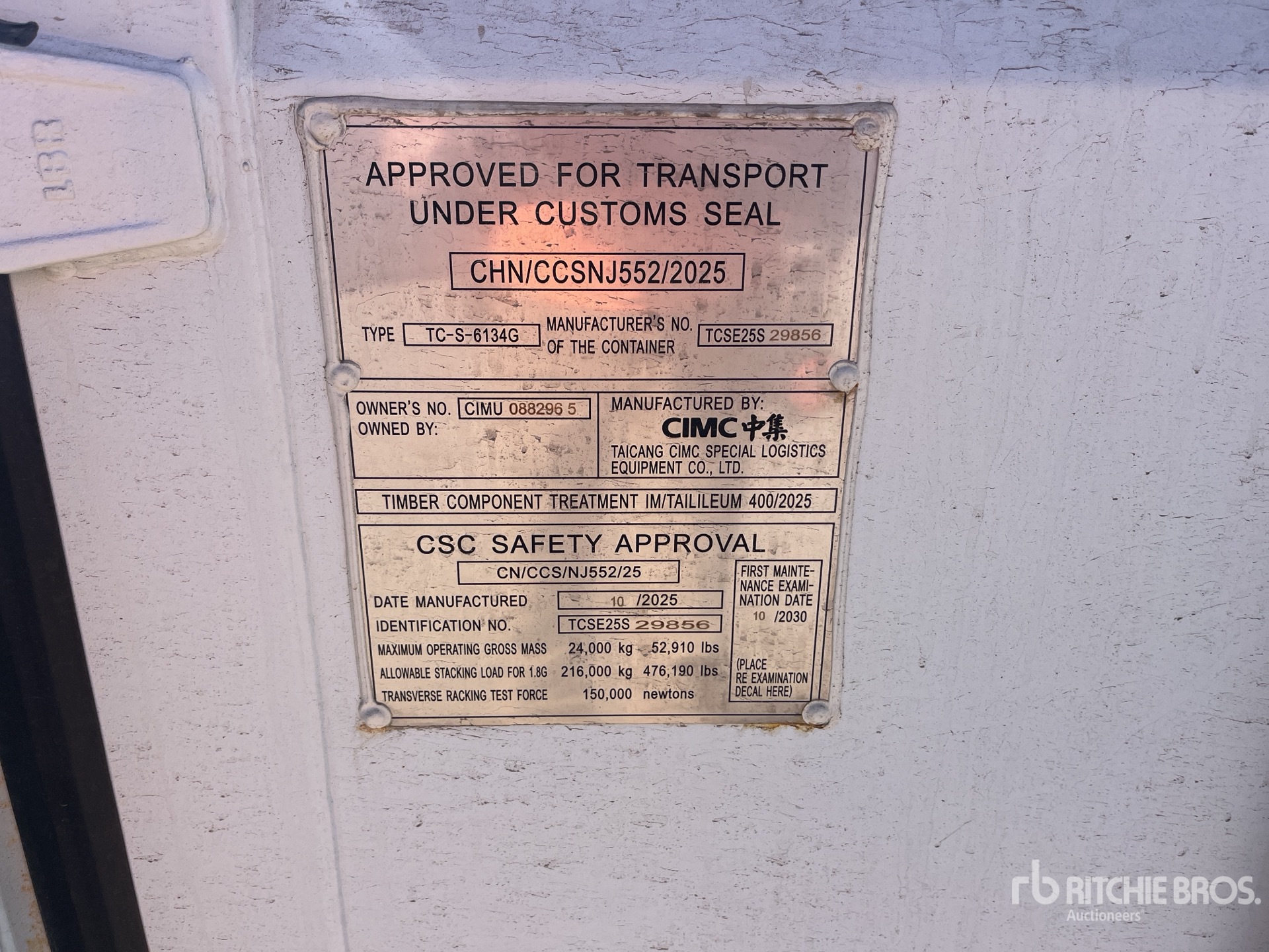 General Appearance with Serial Number / VIN