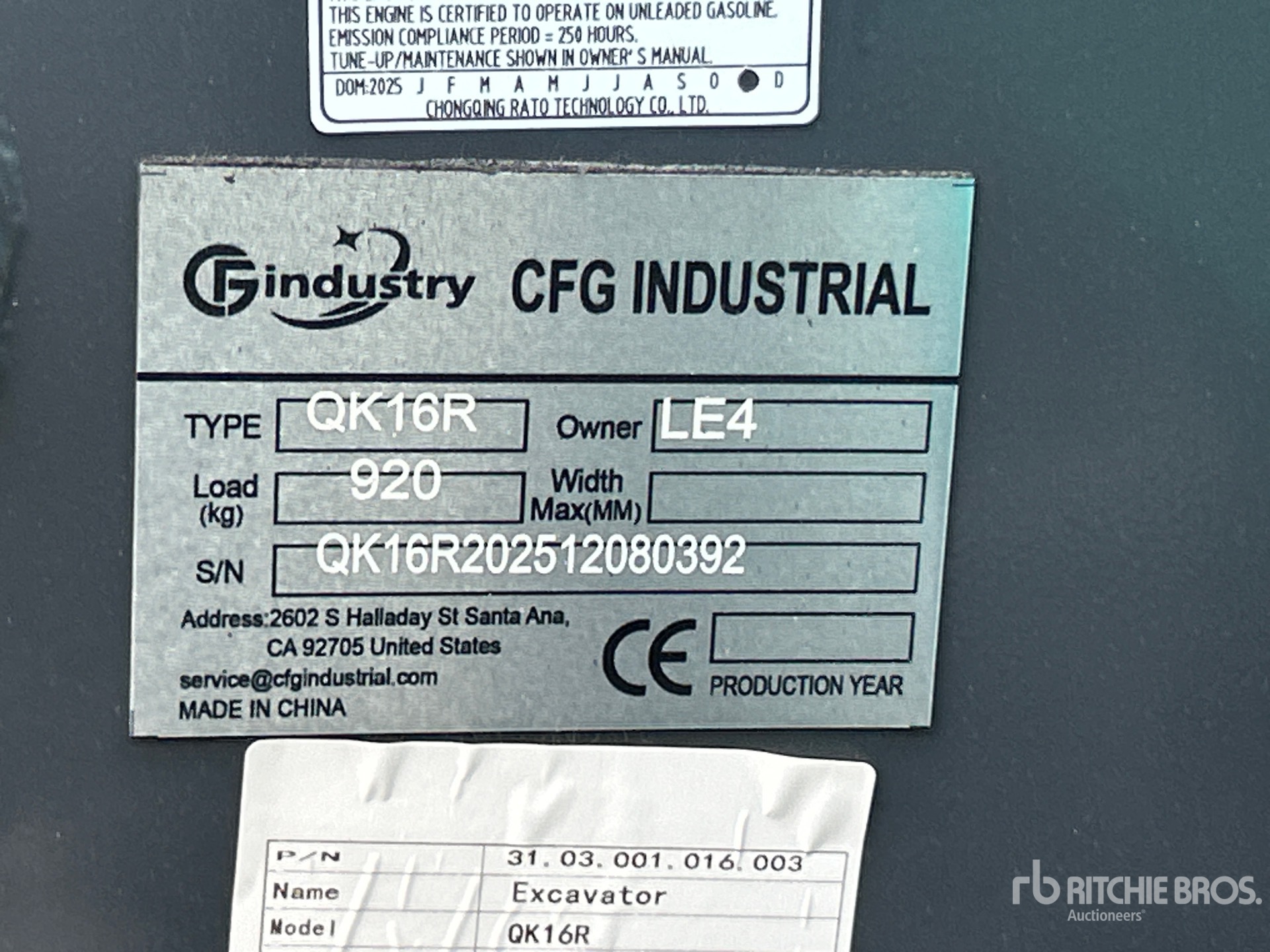 General Appearance with Serial Number / VIN