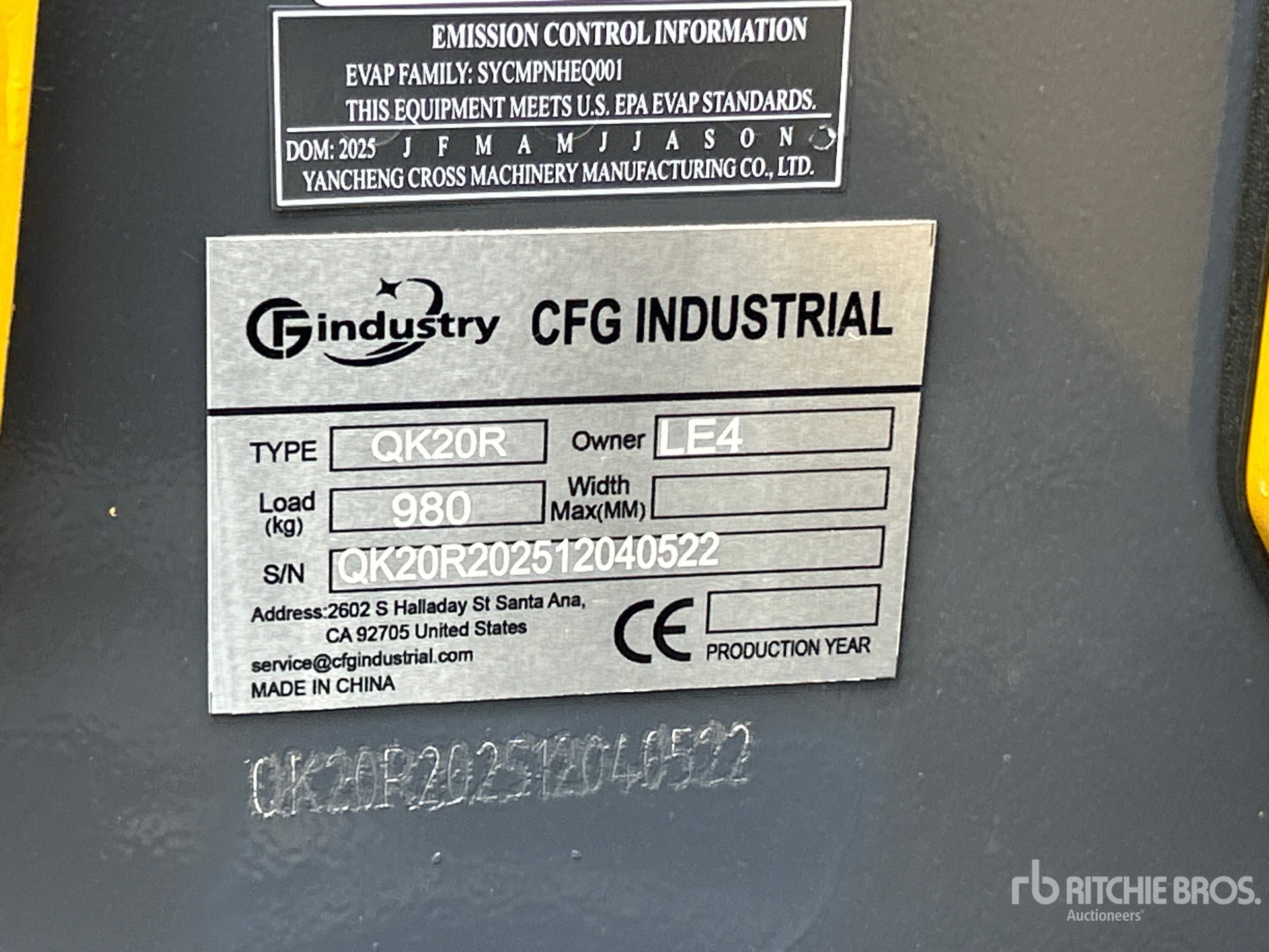 General Appearance with Serial Number / VIN