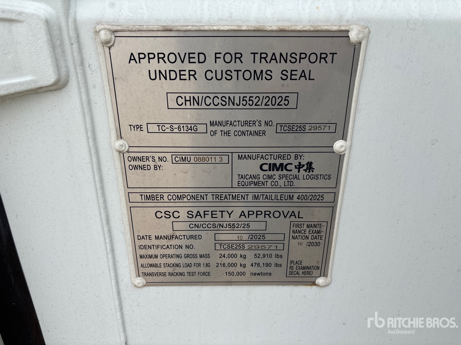 General Appearance with Serial Number / VIN