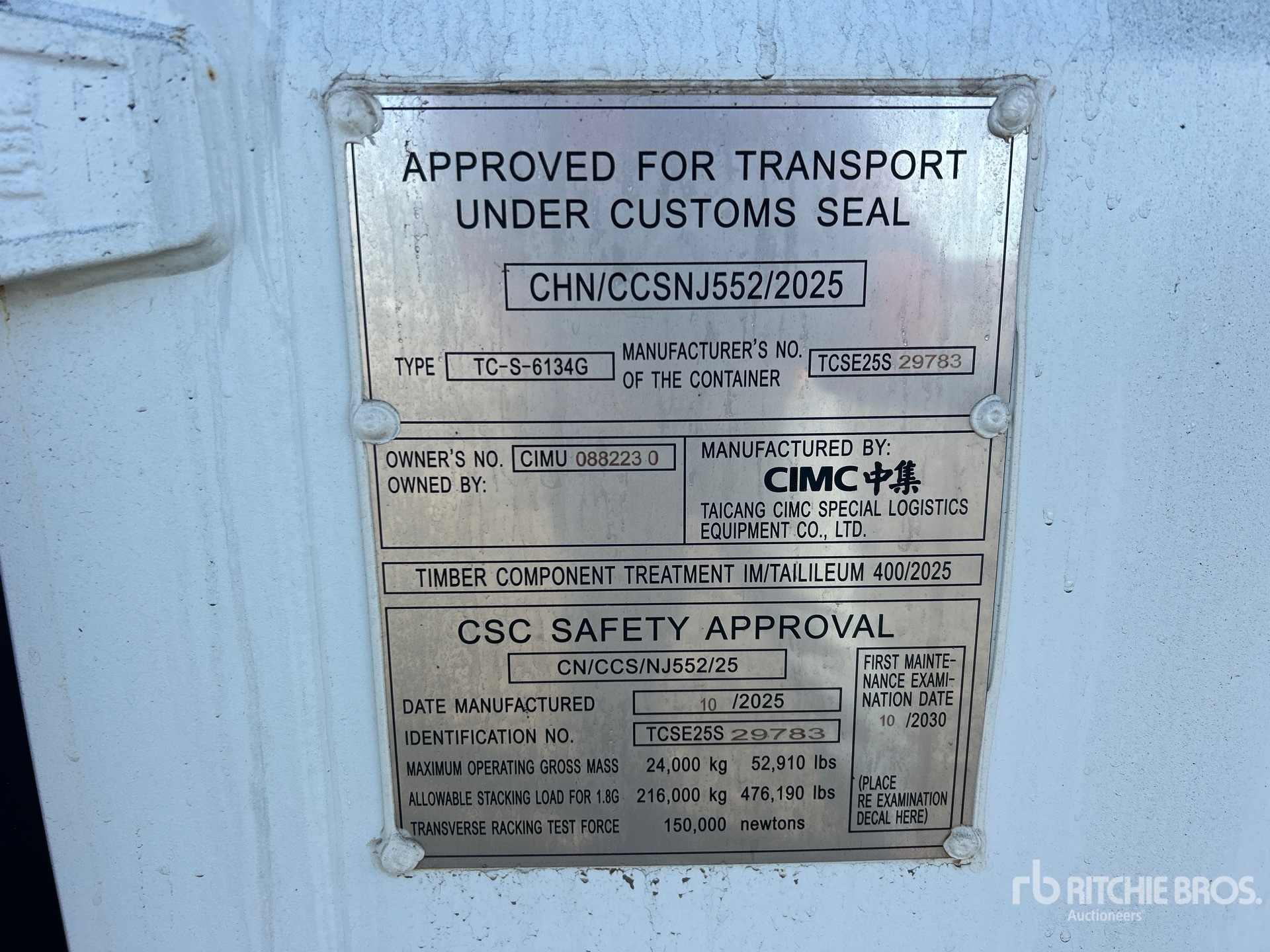 General Appearance with Serial Number / VIN