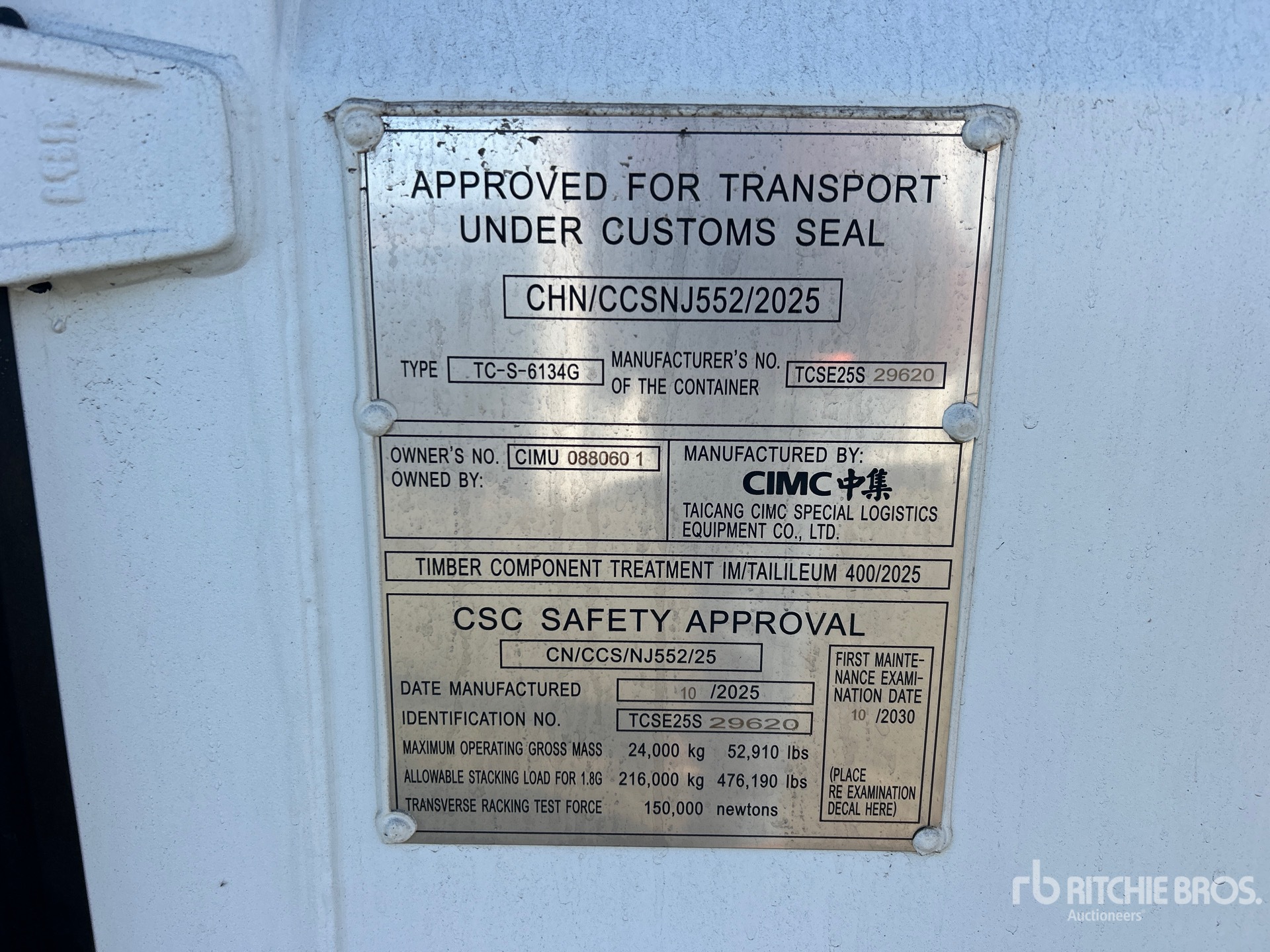 General Appearance with Serial Number / VIN