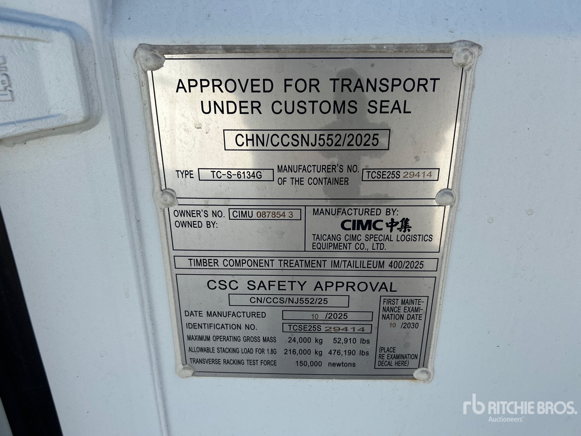 General Appearance with Serial Number / VIN