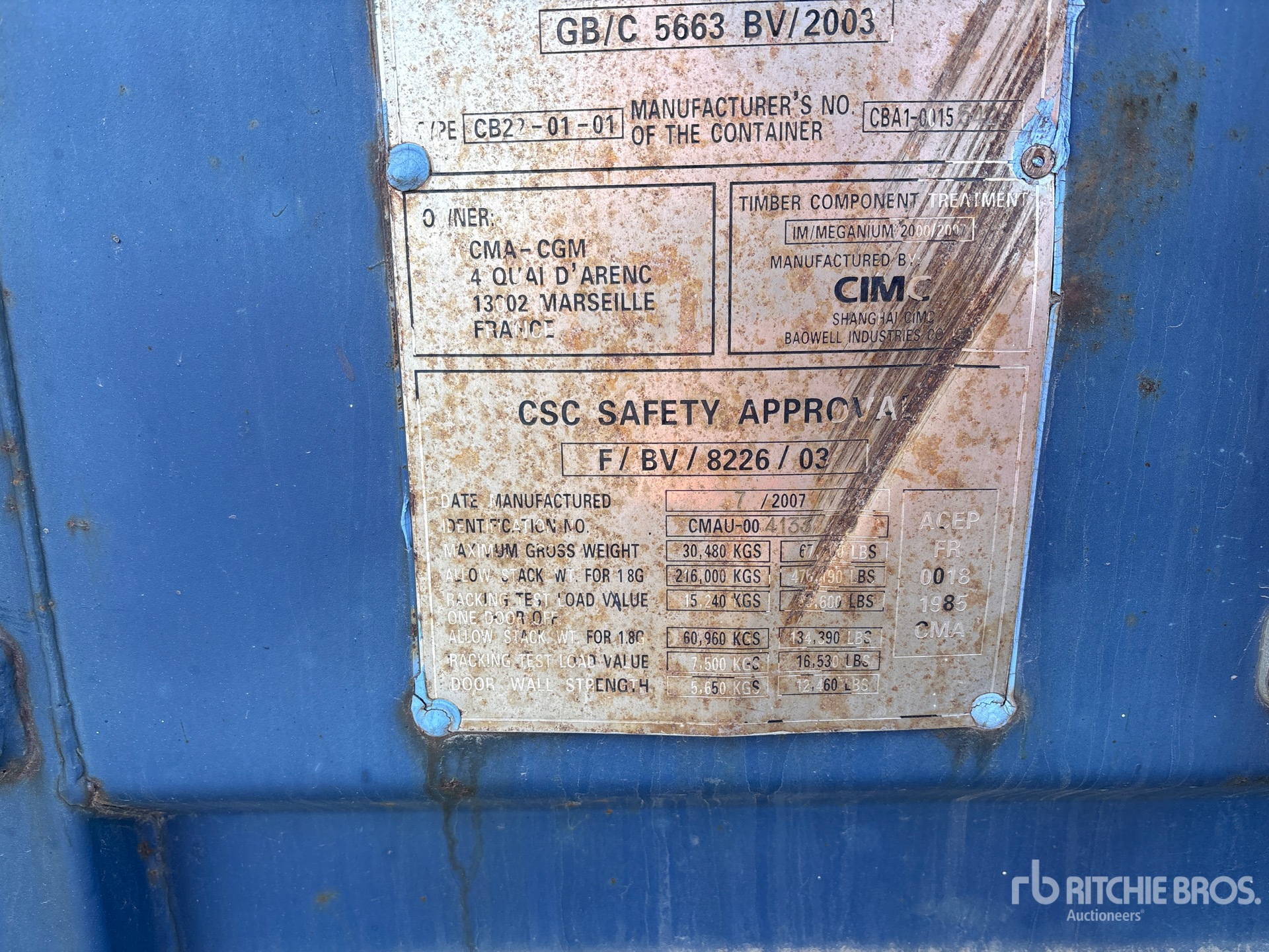 General Appearance with Serial Number / VIN