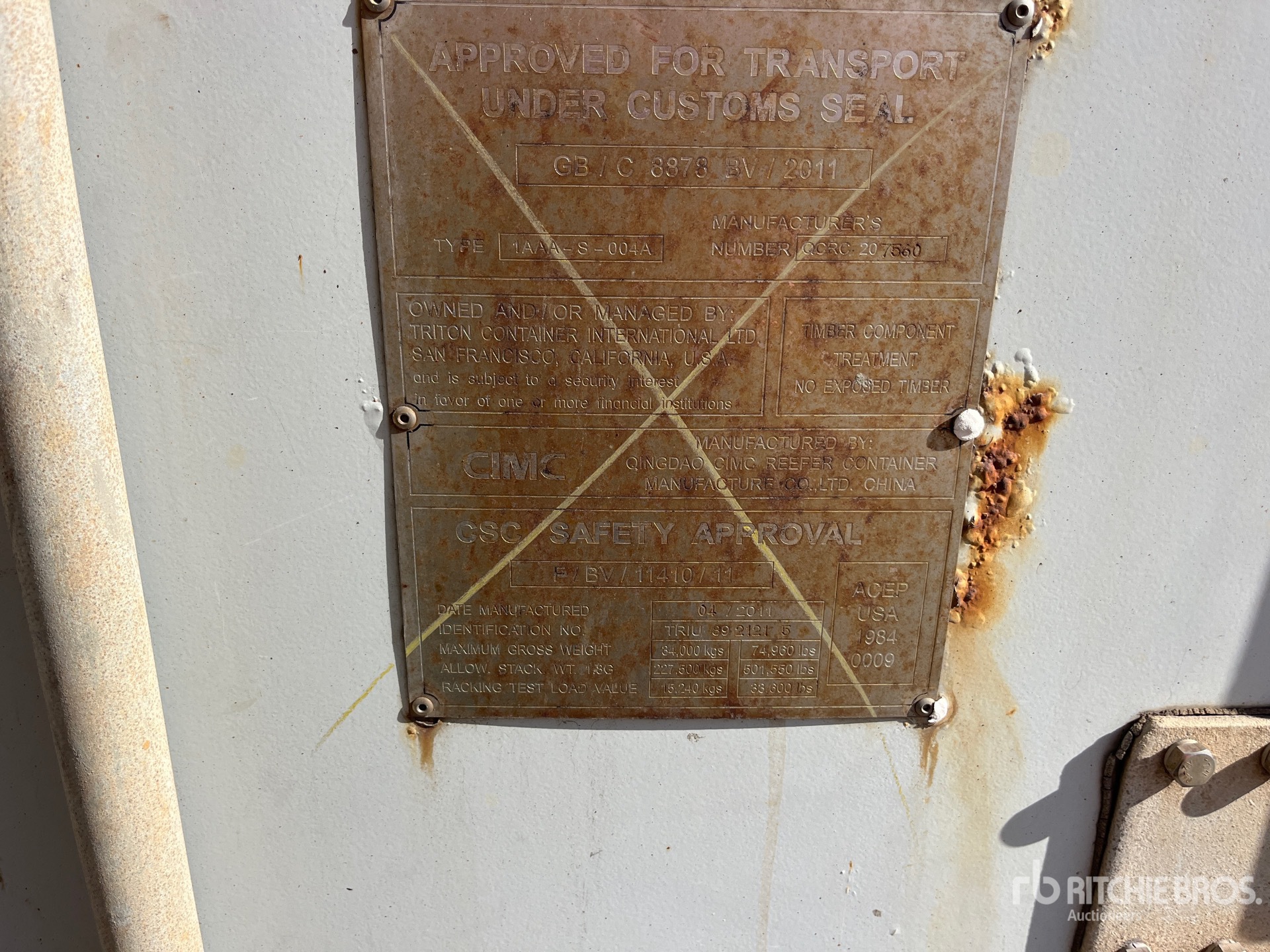 General Appearance with Serial Number / VIN