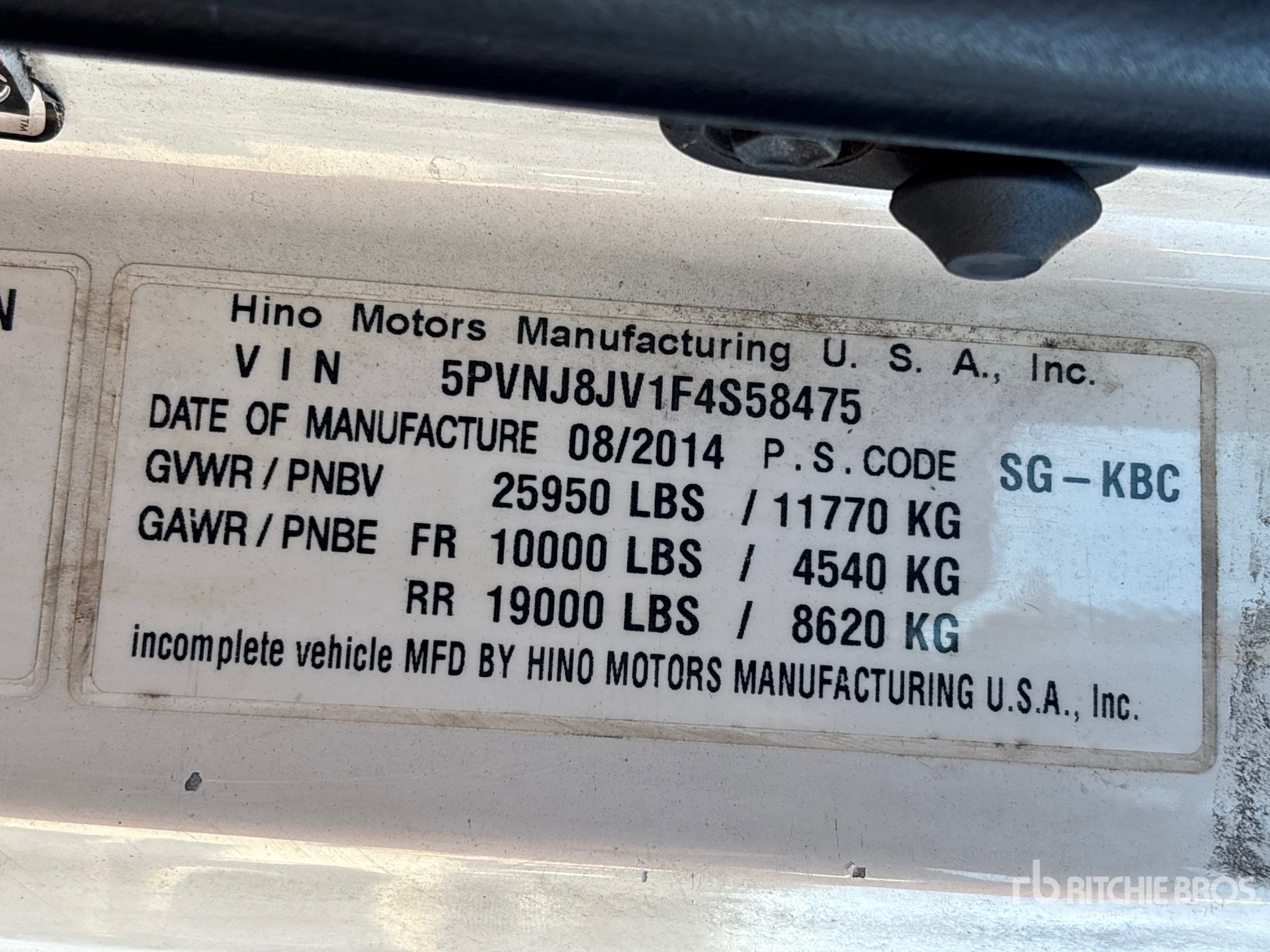 General Appearance with Serial Number / VIN